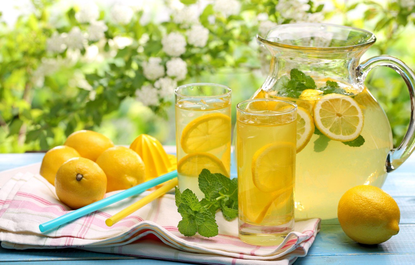 Wallpaper summer, flowers, drink, fresh, lemons, lemonade, lemons, lemonade image for desktop, section еда
