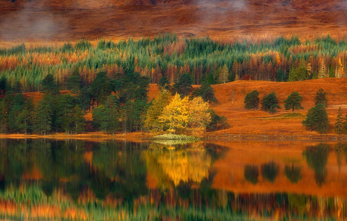 Wallpaper autumn, Scotland, lake Talla image for desktop, section природа
