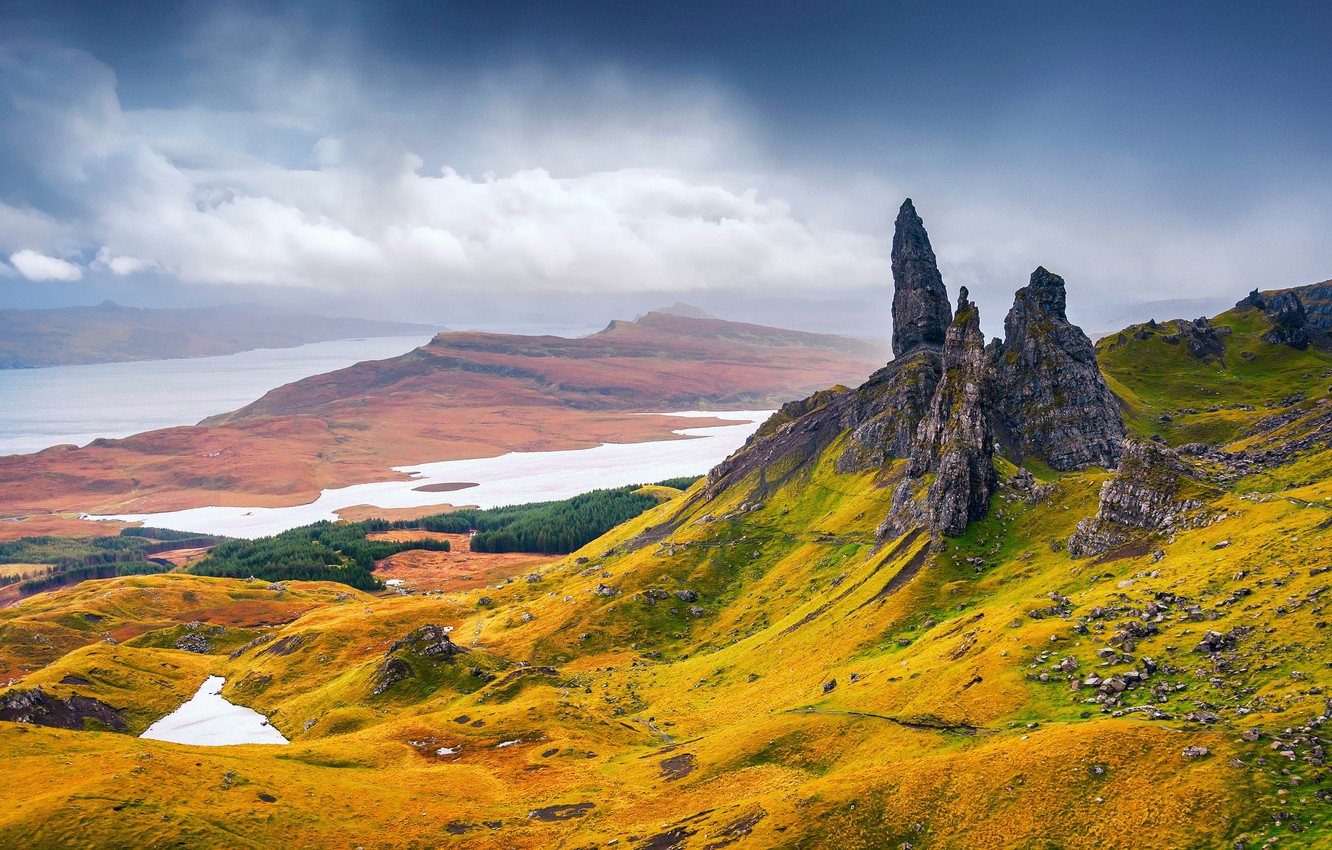 Wallpaper autumn, rocks, Scotland, region highland, the Trotternish Peninsula, The Storr image for desktop, section пейзажи