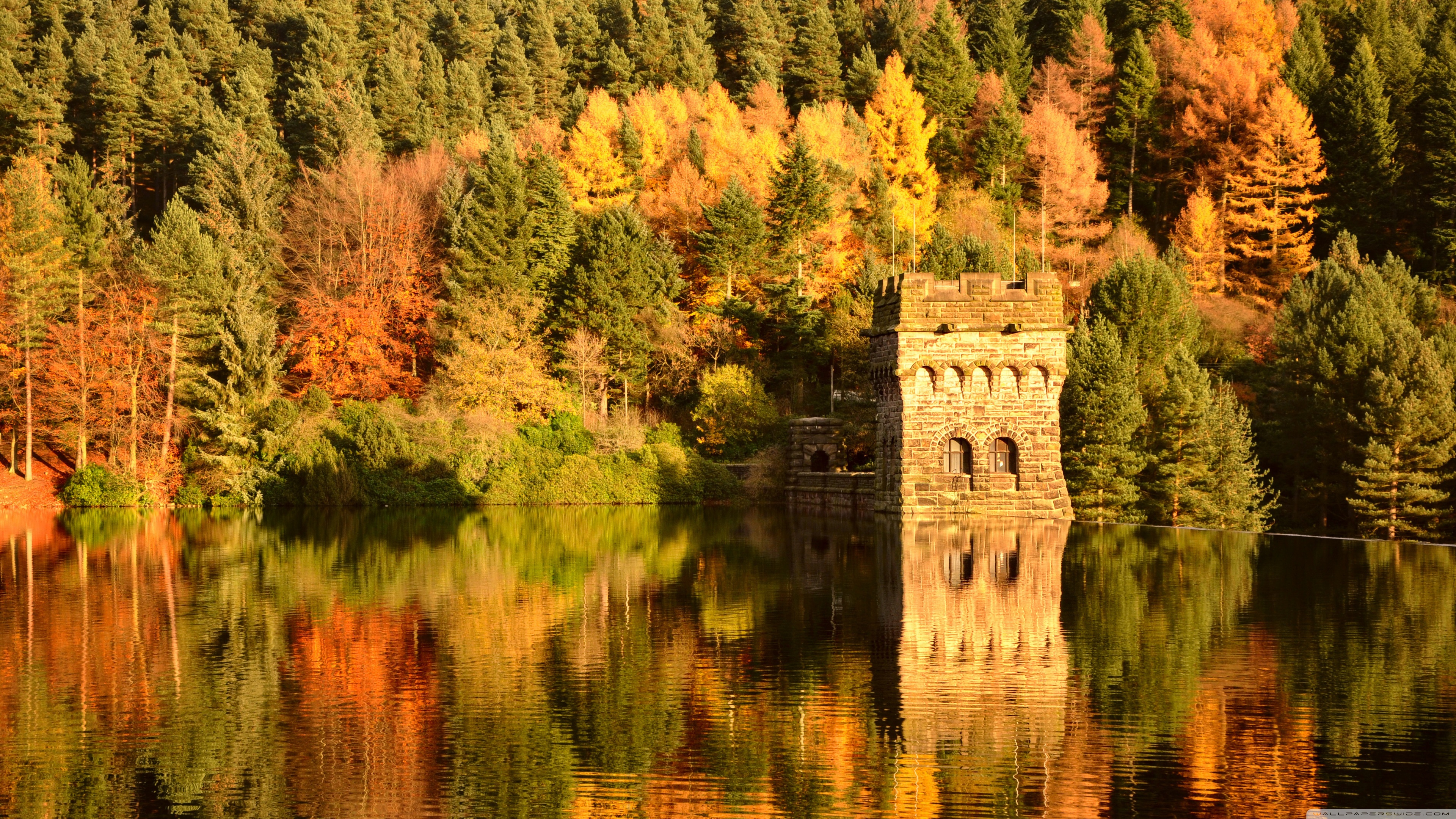 Small Lake Fortress, Autumn Ultra HD Desktop Background Wallpaper for 4K UHD TV, Multi Display, Dual Monitor, Tablet