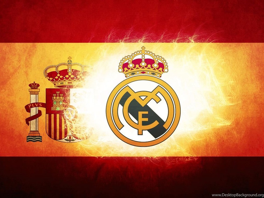 Spain Flag Real Madrid Logo Wallpaper Desktop Background