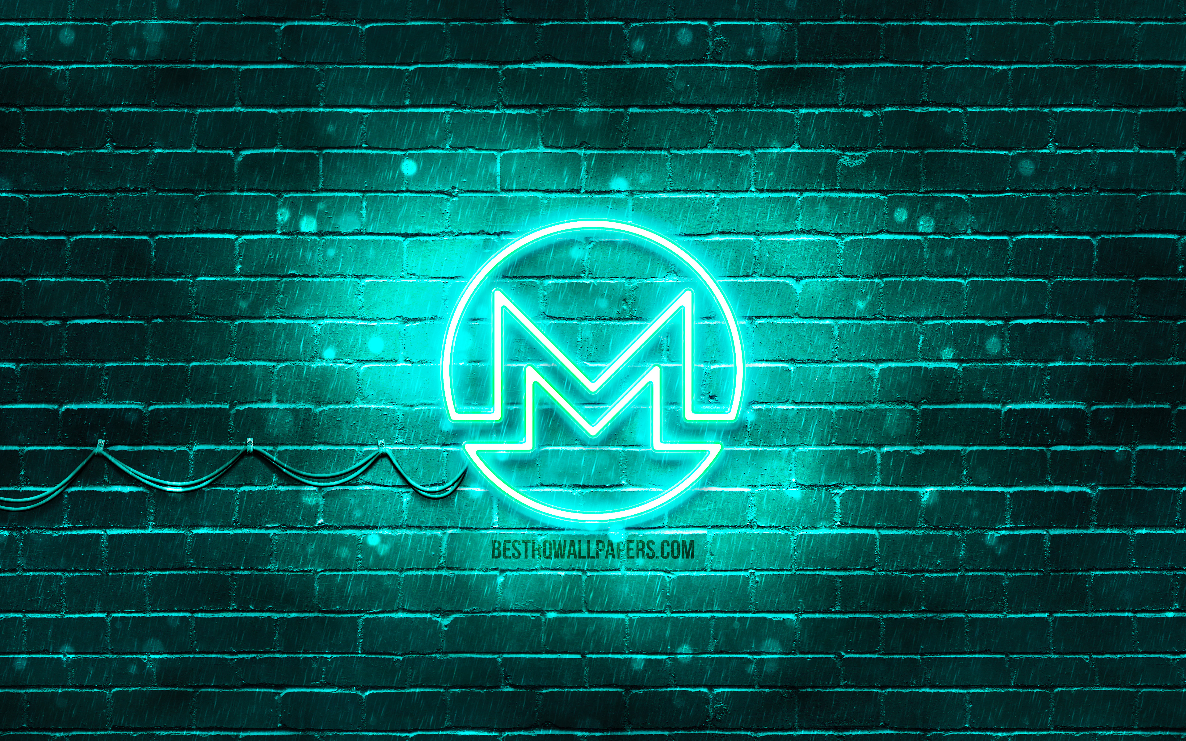 Download wallpaper Monero turquoise logo, 4k, turquoise brickwall, Monero logo, cryptocurrency, Peercoin neon logo, cryptocurrency signs, Monero for desktop with resolution 3840x2400. High Quality HD picture wallpaper