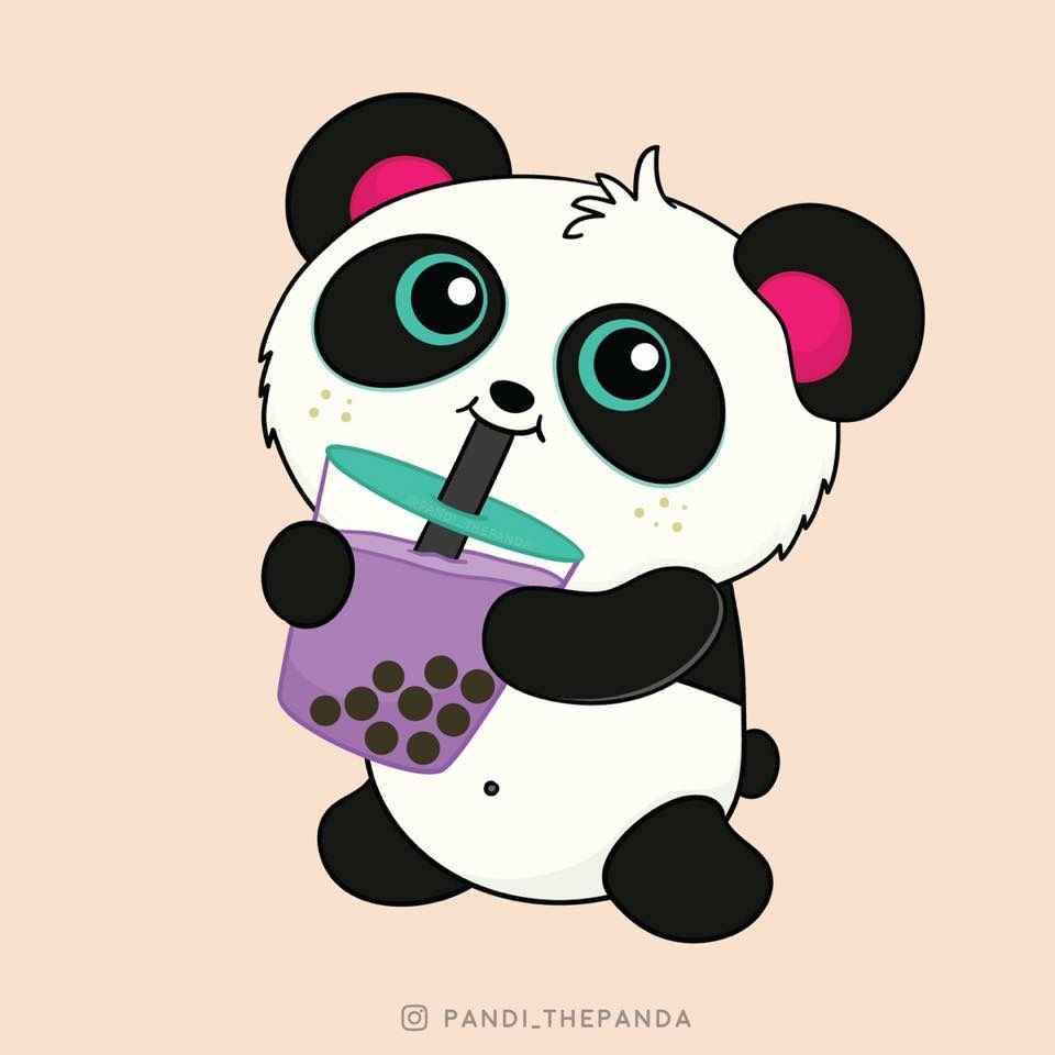 Pandi going for some Boba. Cute panda wallpaper, Cute little drawings, Cartoon panda