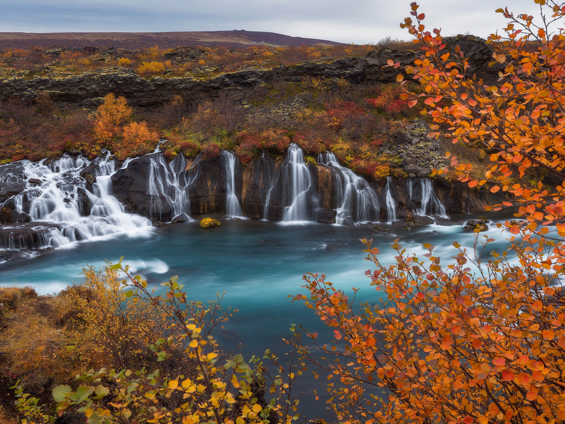 Hraunfossar Is A Waterfall In Iceland Autumn Landscape Photography From Iceland 4k Ultra HD Desktop Background For Pc Mac Laptop Tablet Mobile Phone, Wallpaper13.com