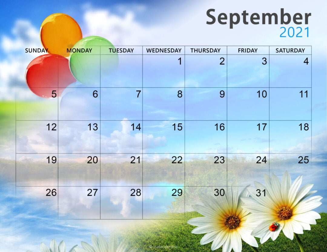 Cute September 2021 Calendar Desktop Wallpaper