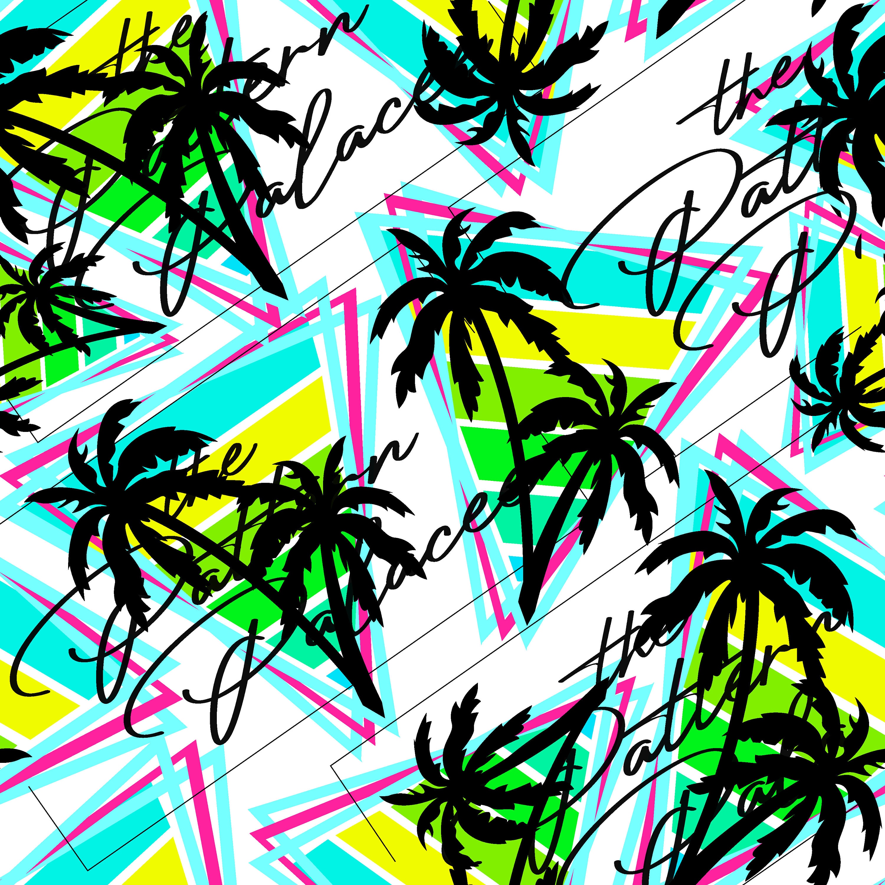 Neon Palm Trees / Summer Vibes / Seamless Pattern / Digital