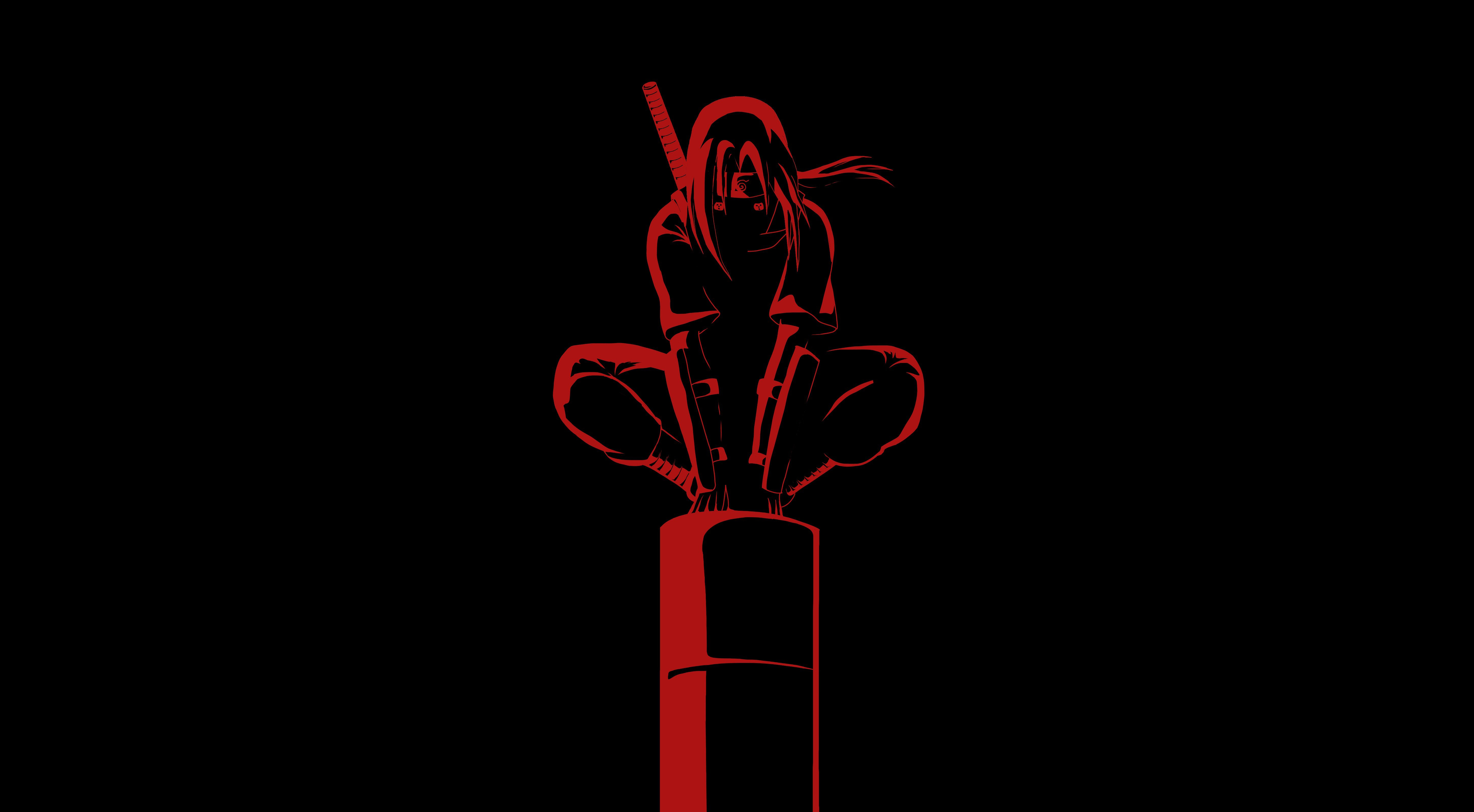 Itachi Uchiha Wallpaper 4K, Black background, Samurai, Ninja