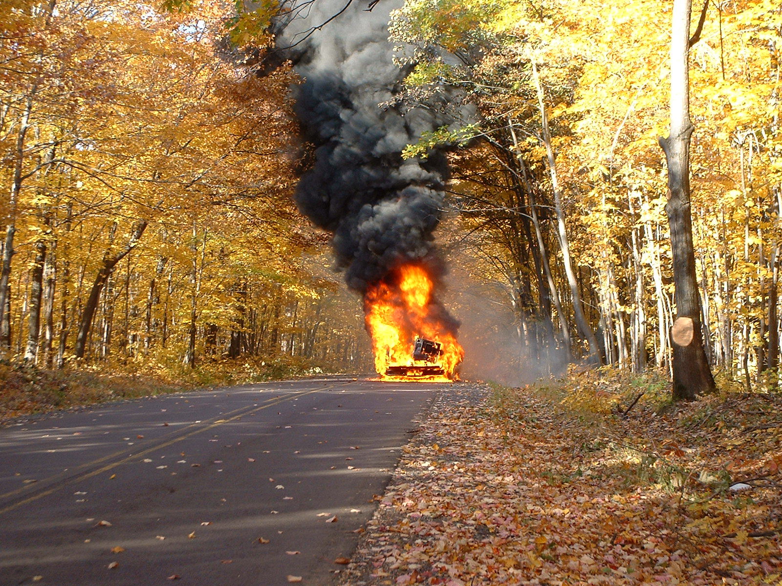 Autumn on the road is burning car wallpaper and image, picture, photo