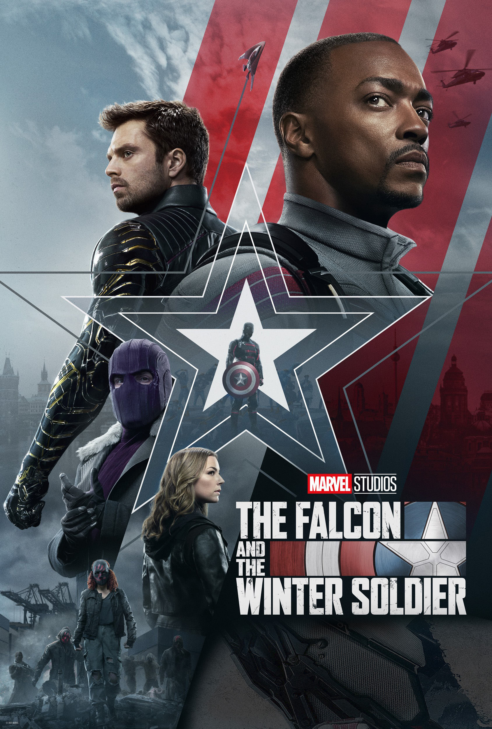 Five character posters and an HD wallpaper from the soon to premiere The Falcon and The Winter Soldier