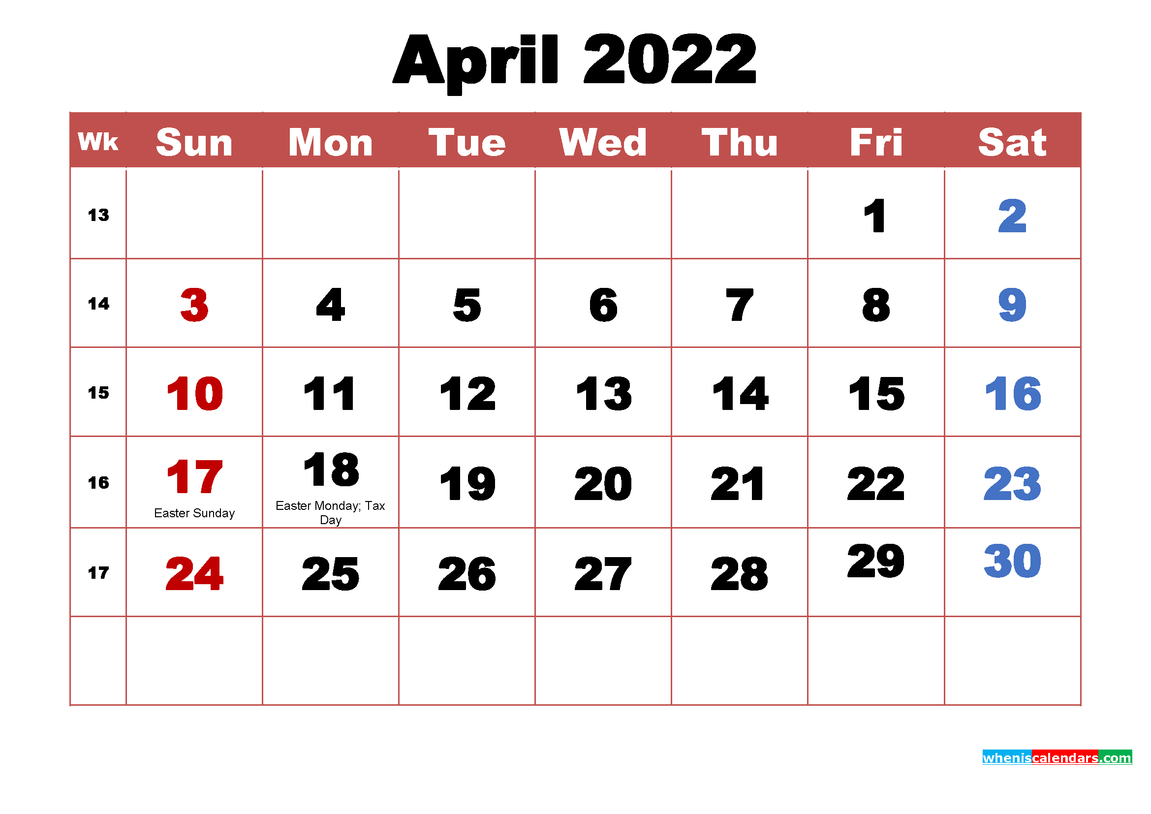 April 2022 Calendar Wallpaper High Resolution