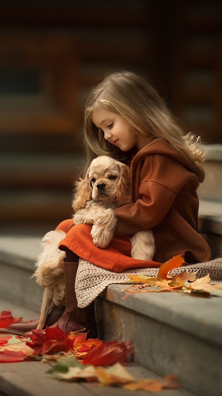 Wallpaper Cute little girl and dog, friends, ladders 2560x1600 HD Picture, Image