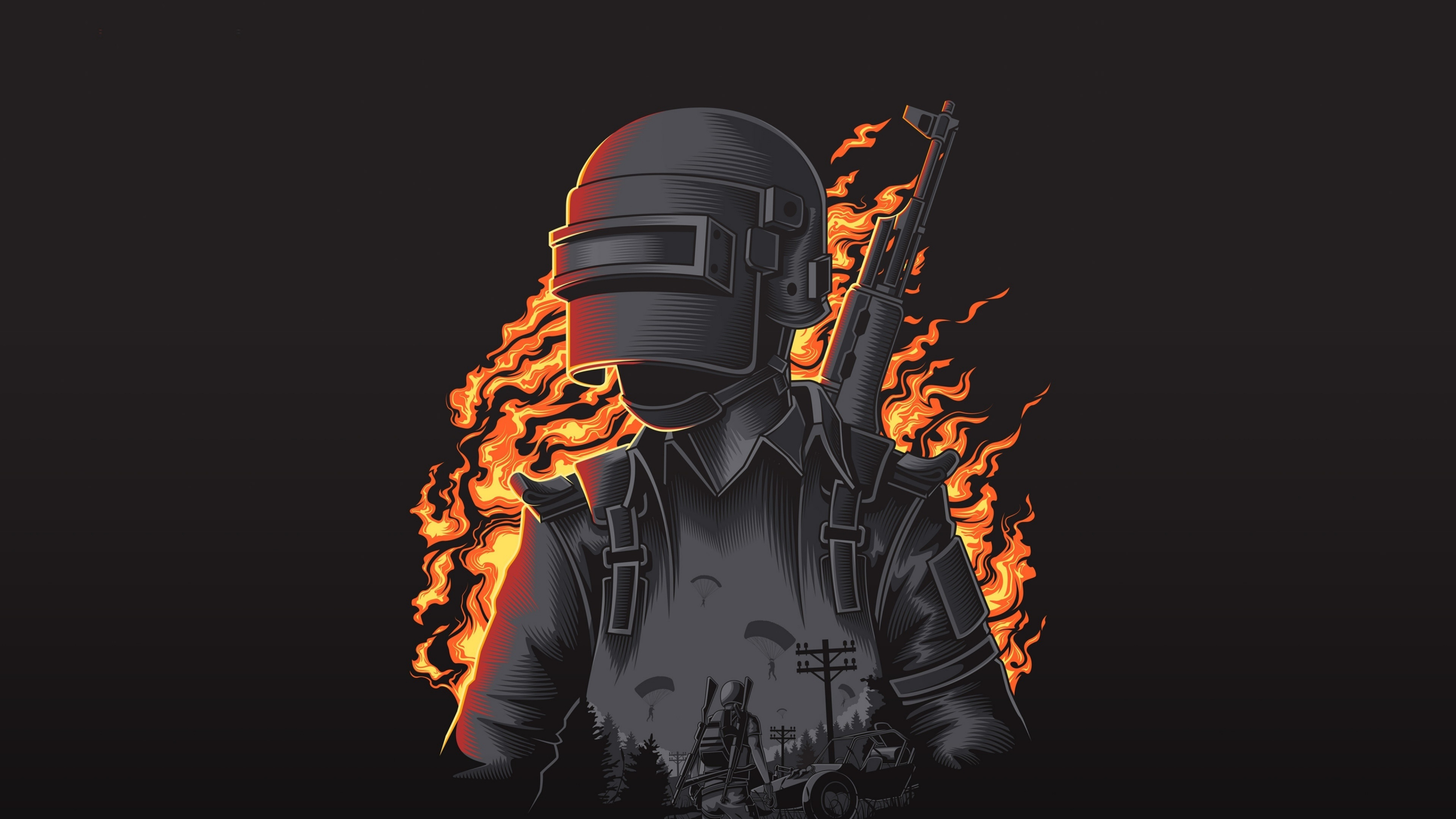 Download 2560x1440 wallpaper pubg, illustration, minimal art, dual wide, widescreen 16:9, widescreen, 2560x1440 HD image, background, 14764