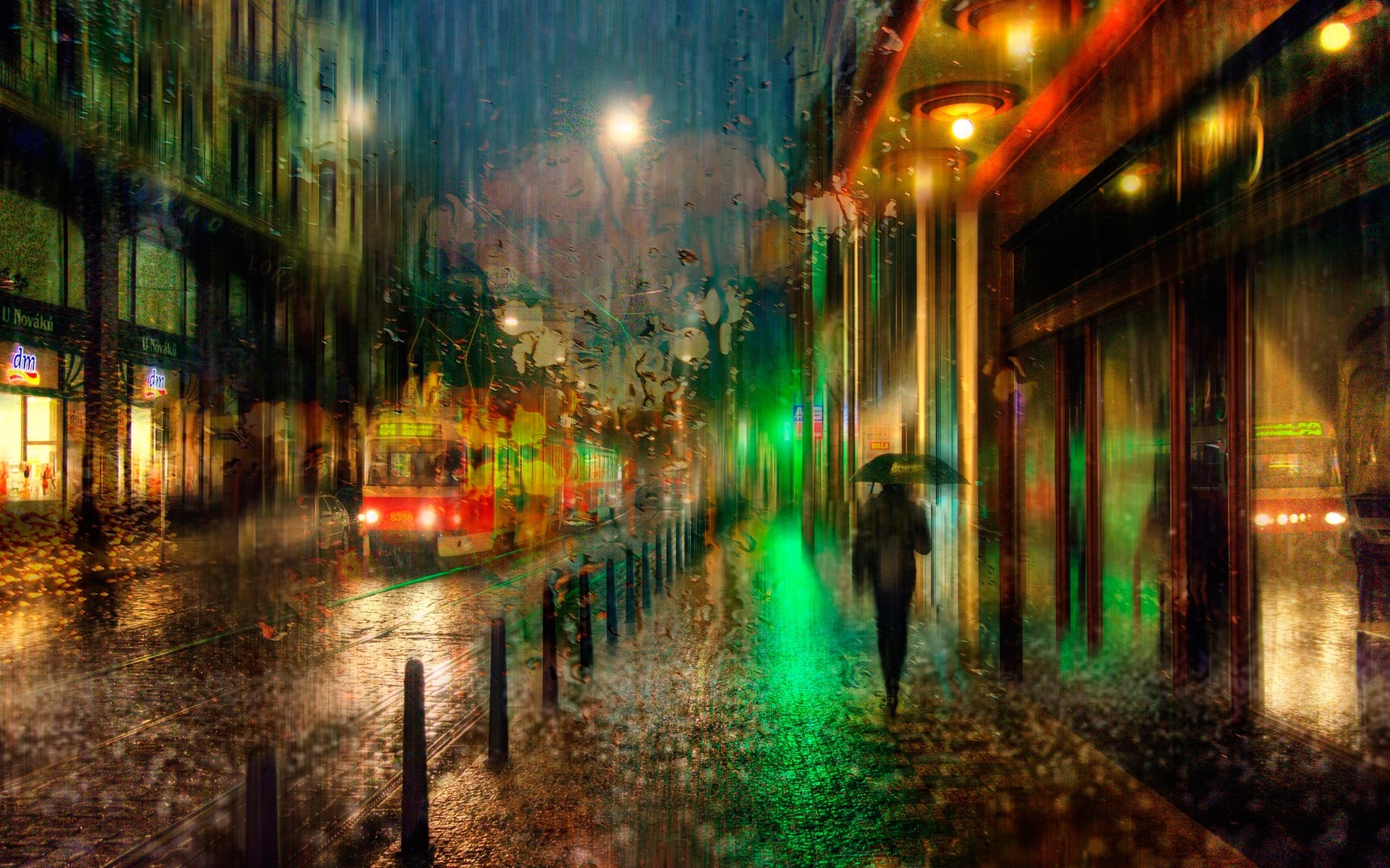 Wallpaper Prague, Czech, Night, Rain, Lights Night Prague