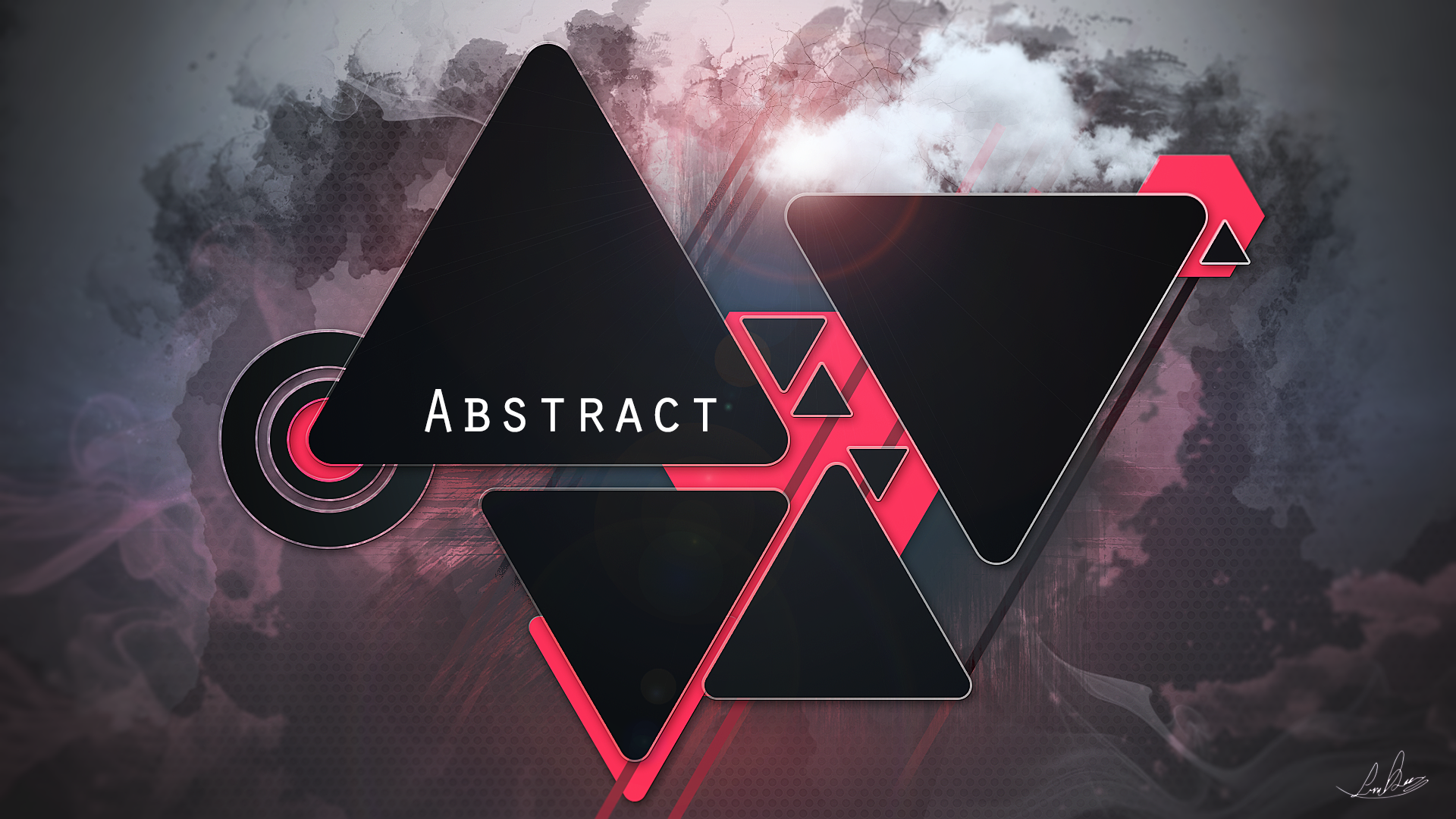 Wallpaper, abstract, digital art, shapes, geometry, red, Red and Black, lens flare, science fiction 1920x1080