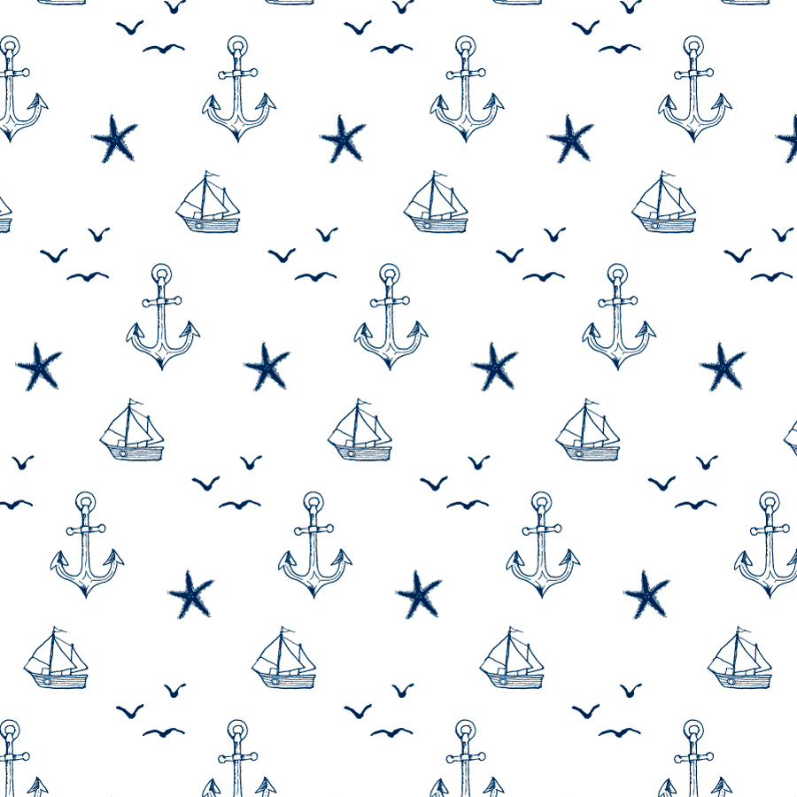 Hand Drawn Nautical Removable Wallpaper