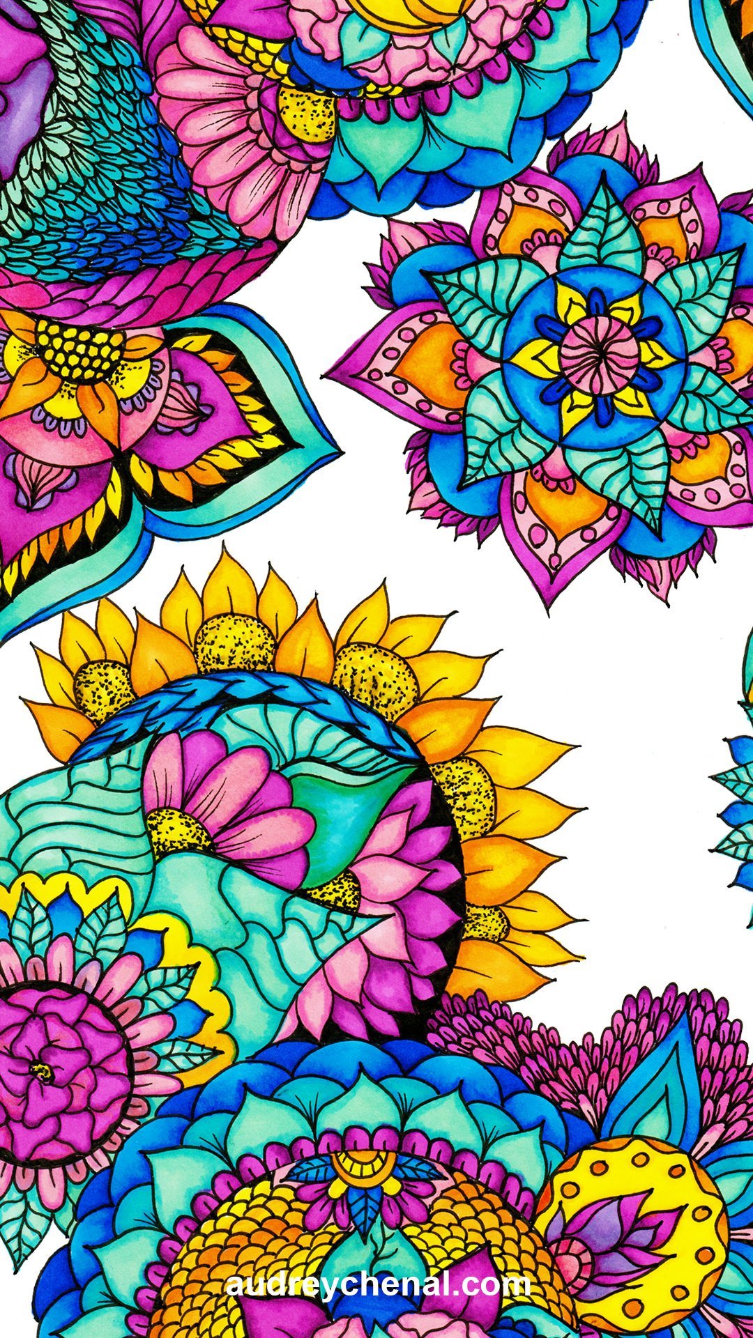 wallpaper handdrawn floral bright