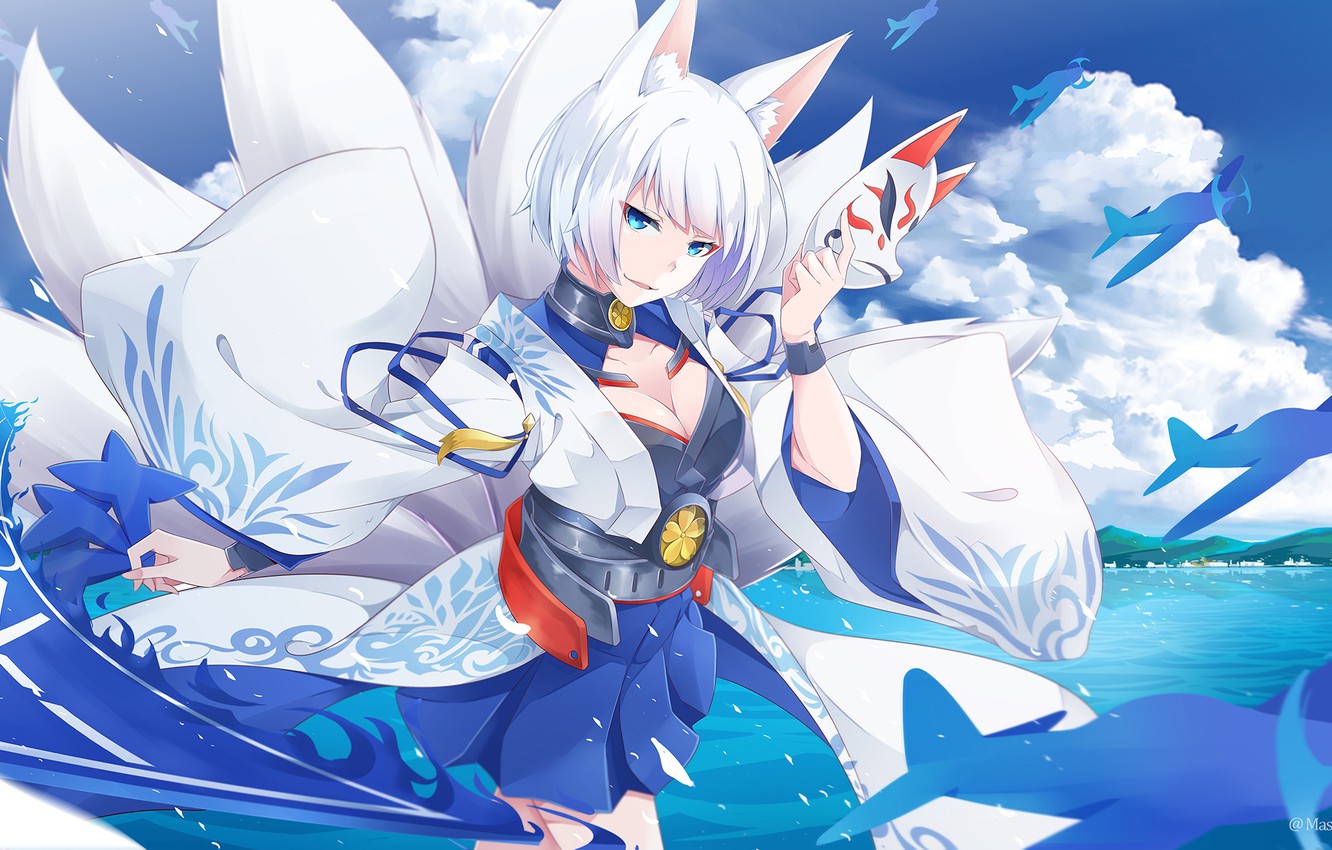 Wallpaper girl, smile, anime, art, kaga, masabodo, azur lane image for desktop, section сёнэн