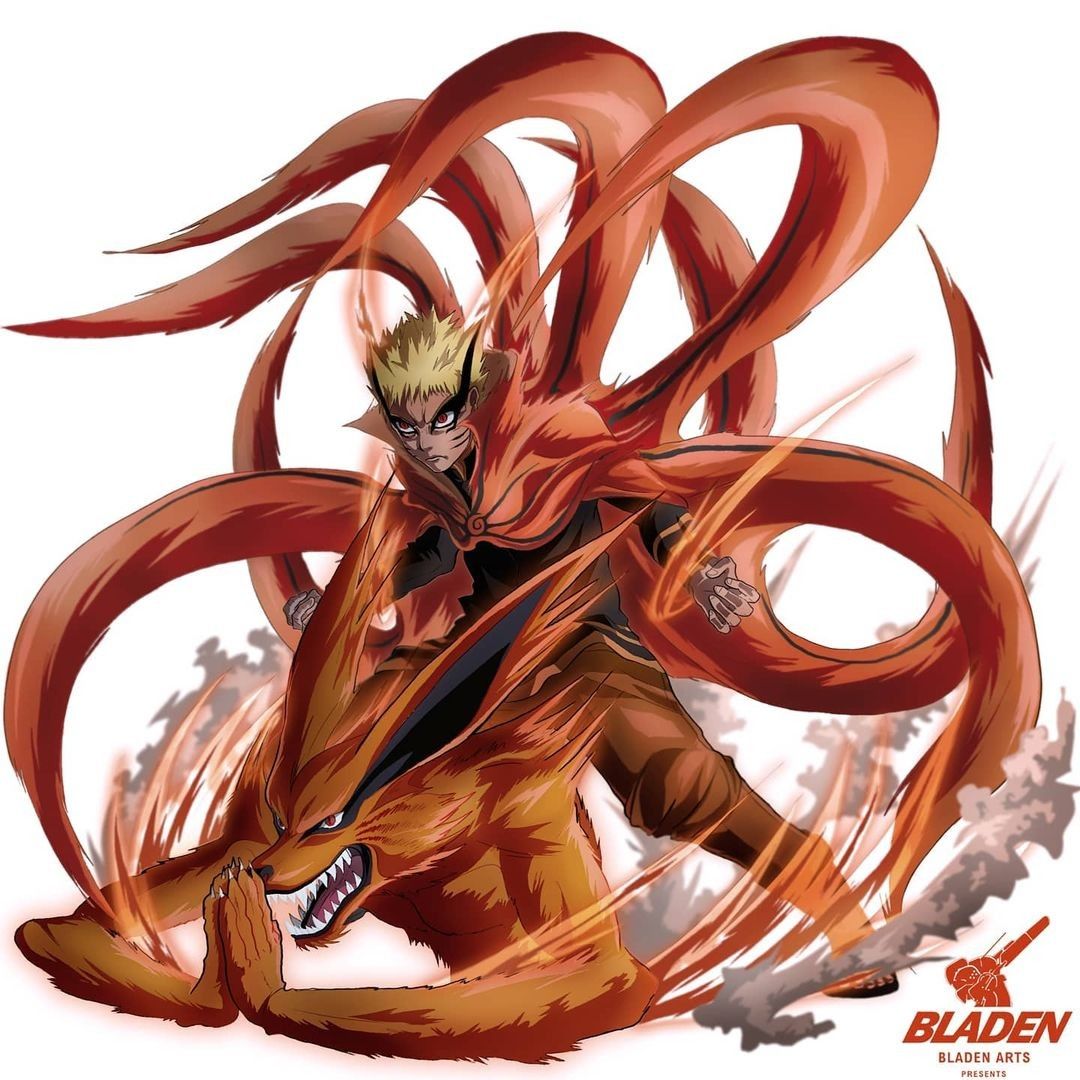 Baryon Naruto standing on the back of The Nine tails: BaryonNaruto