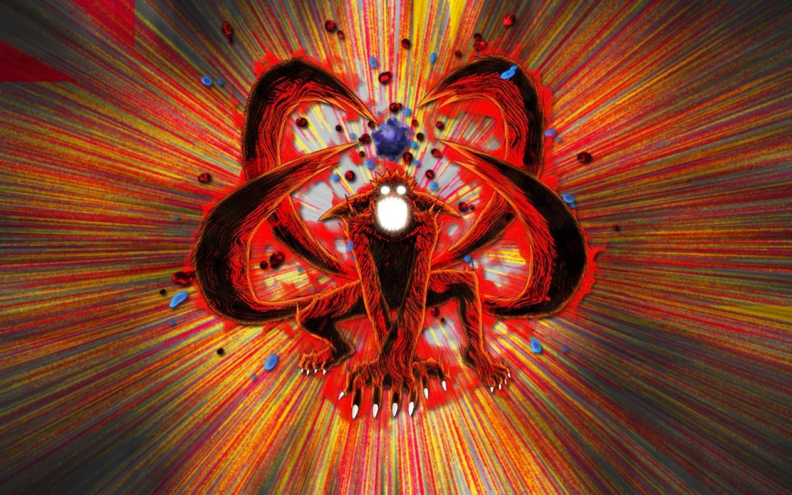 Wallpaper, red, symmetry, Naruto Shippuuden, circle, Kyuubi, ART, color, computer wallpaper, modern art, fractal art, organ, psychedelic art 1600x1000