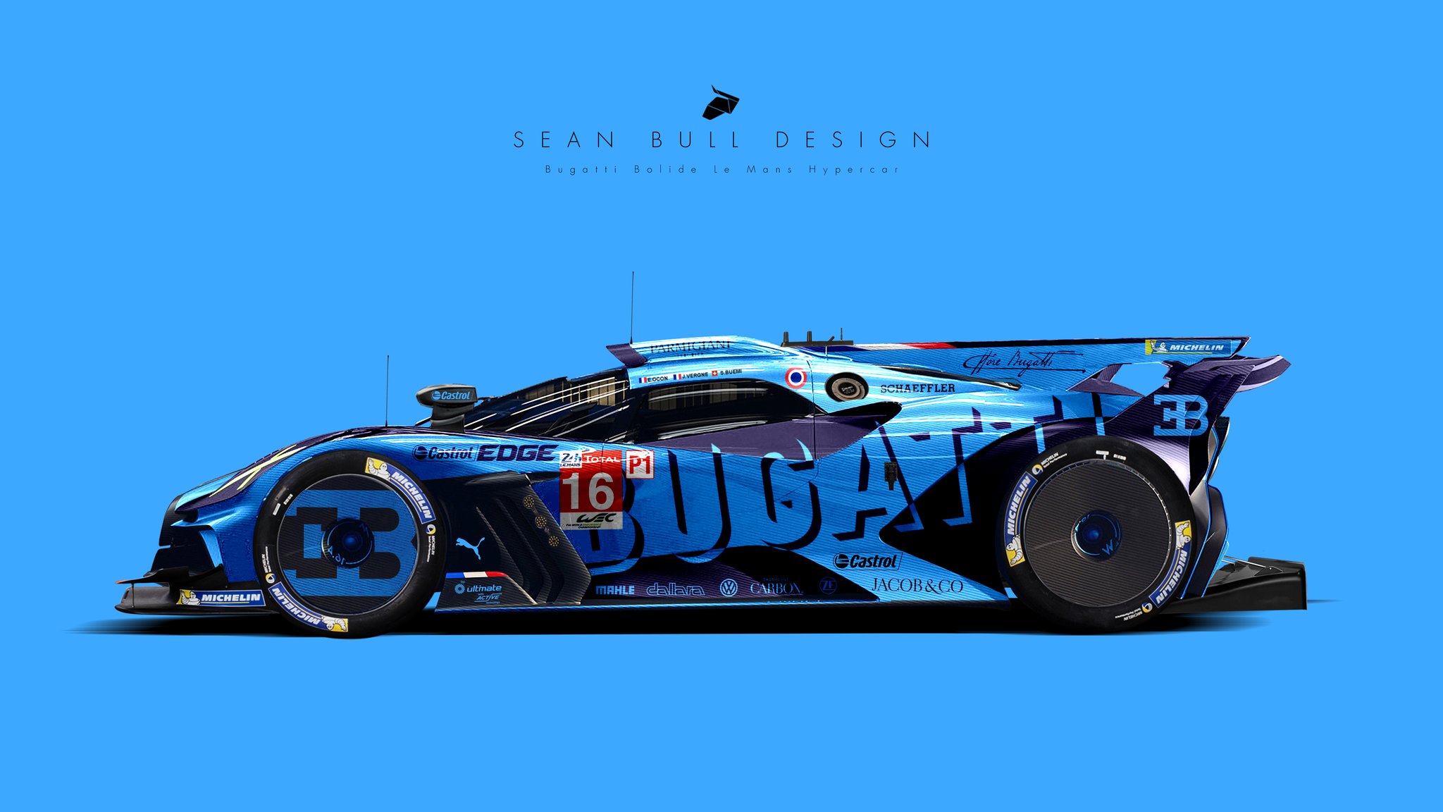 Sean Bull Design Bugatti Bolide Le Mans Hypercar Livery and regulation concept a car seemingly made for the new rules, would love to see Bugatti return to racing with