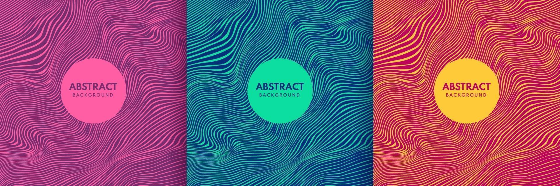 Set of wavy stripes. Trendy curve lines wallpaper. Abstract colorful background with wavy lines. You can use for Web Site, Wallpaper, Banner, Presentation, Cover. Vector illustration