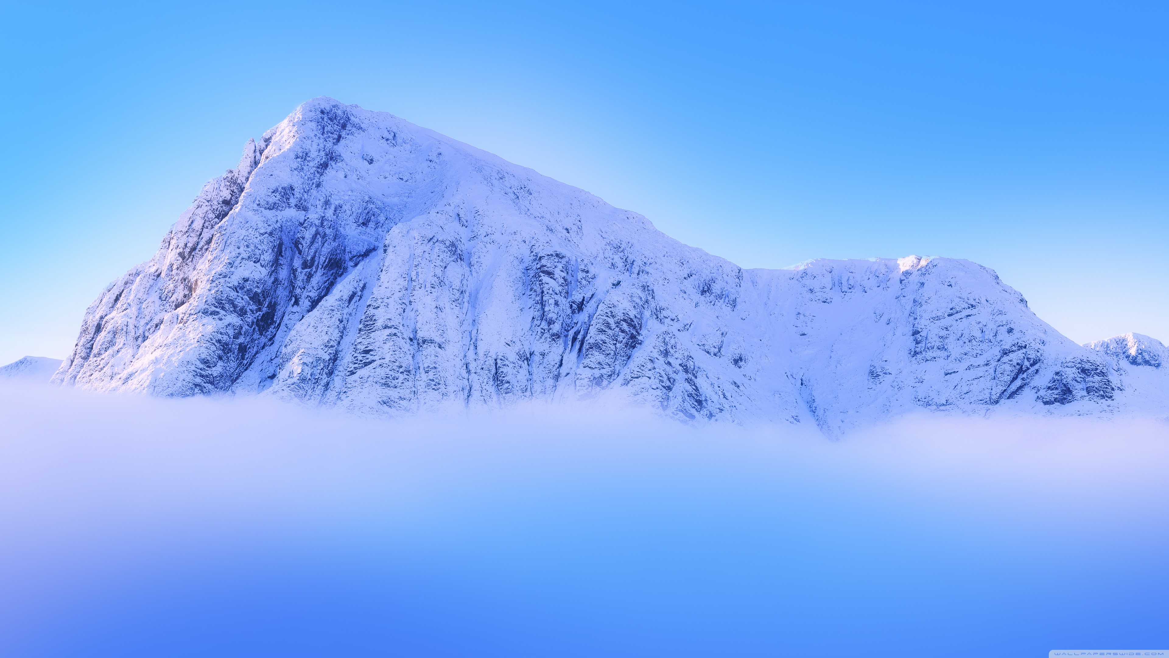 Snowy Mountain Peak Above Clouds Ultra HD Desktop Background Wallpaper for 4K UHD TV, Widescreen & UltraWide Desktop & Laptop & Triple, Tablet