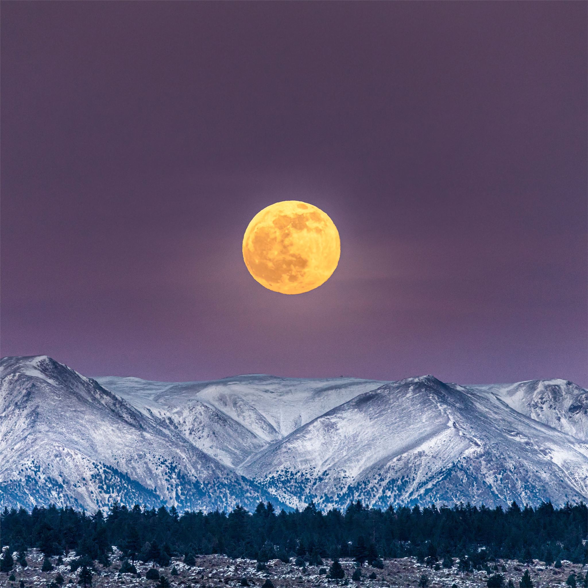 full moon over white mountain peak 4k iPad Pro Wallpaper Free Download