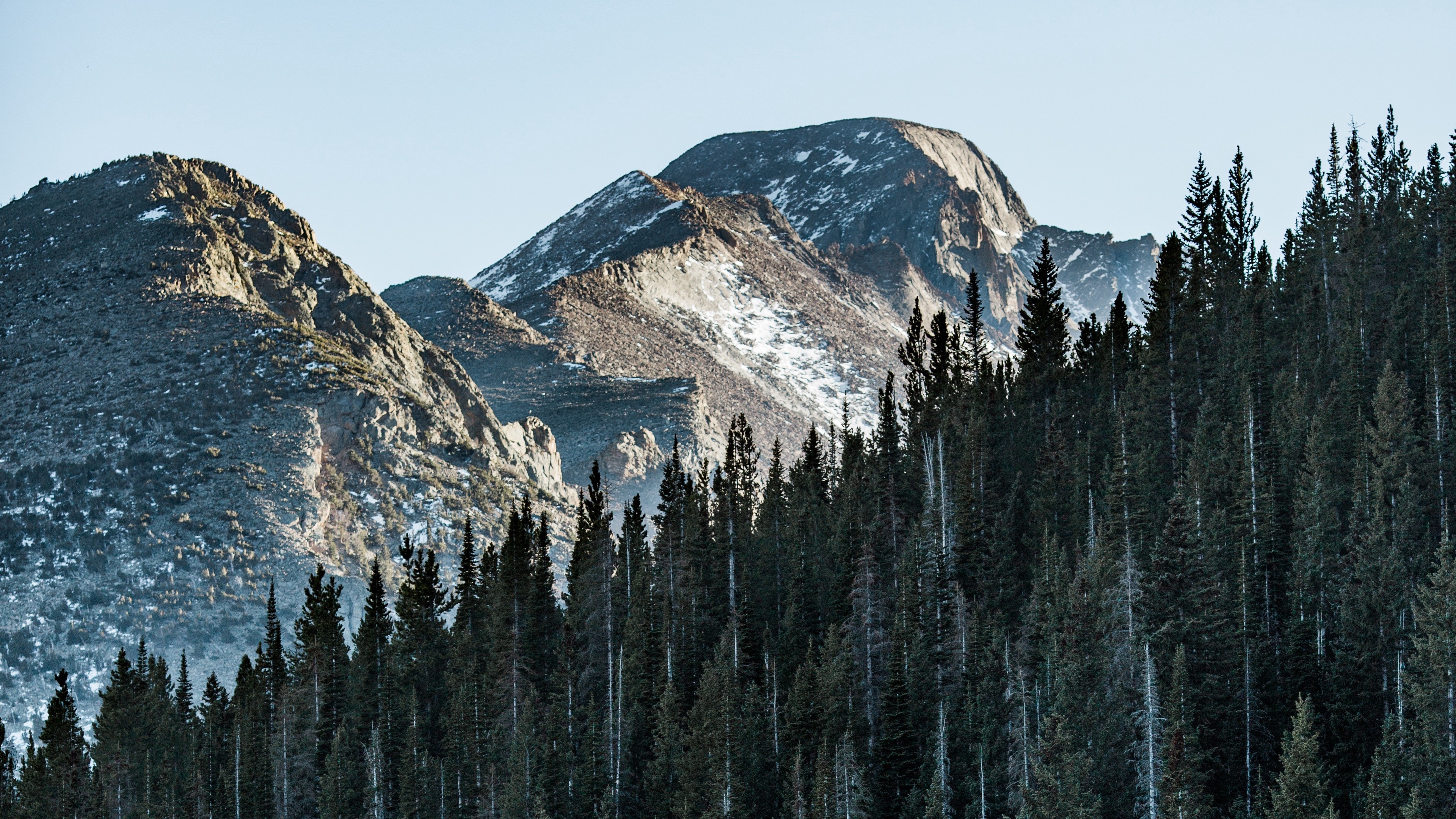 4K Mountain Peak Trees Wallpaper - [3840x2160]