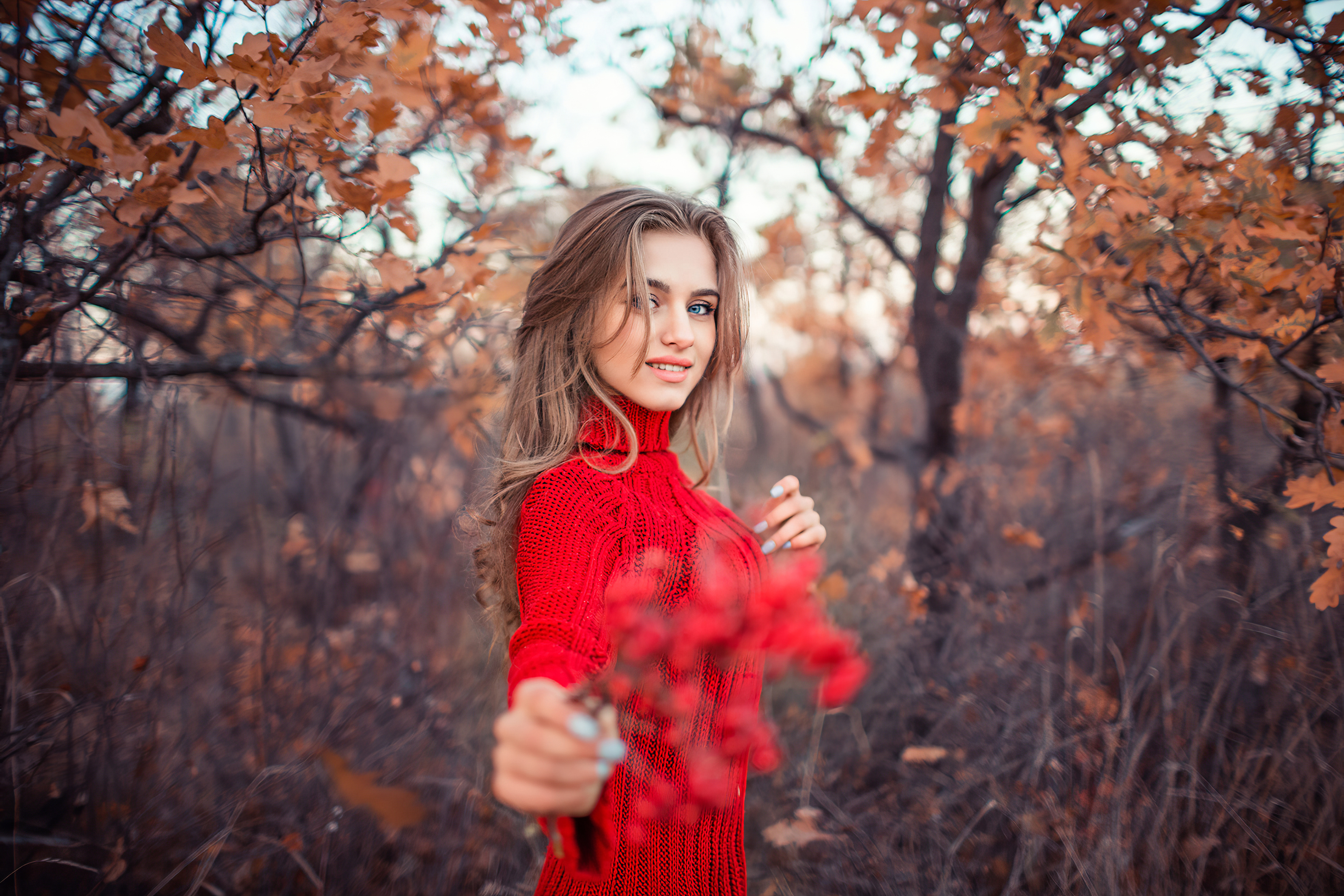 Girl In Red Dress Autumn 4k, HD Girls, 4k Wallpaper, Image, Background, Photo and Picture