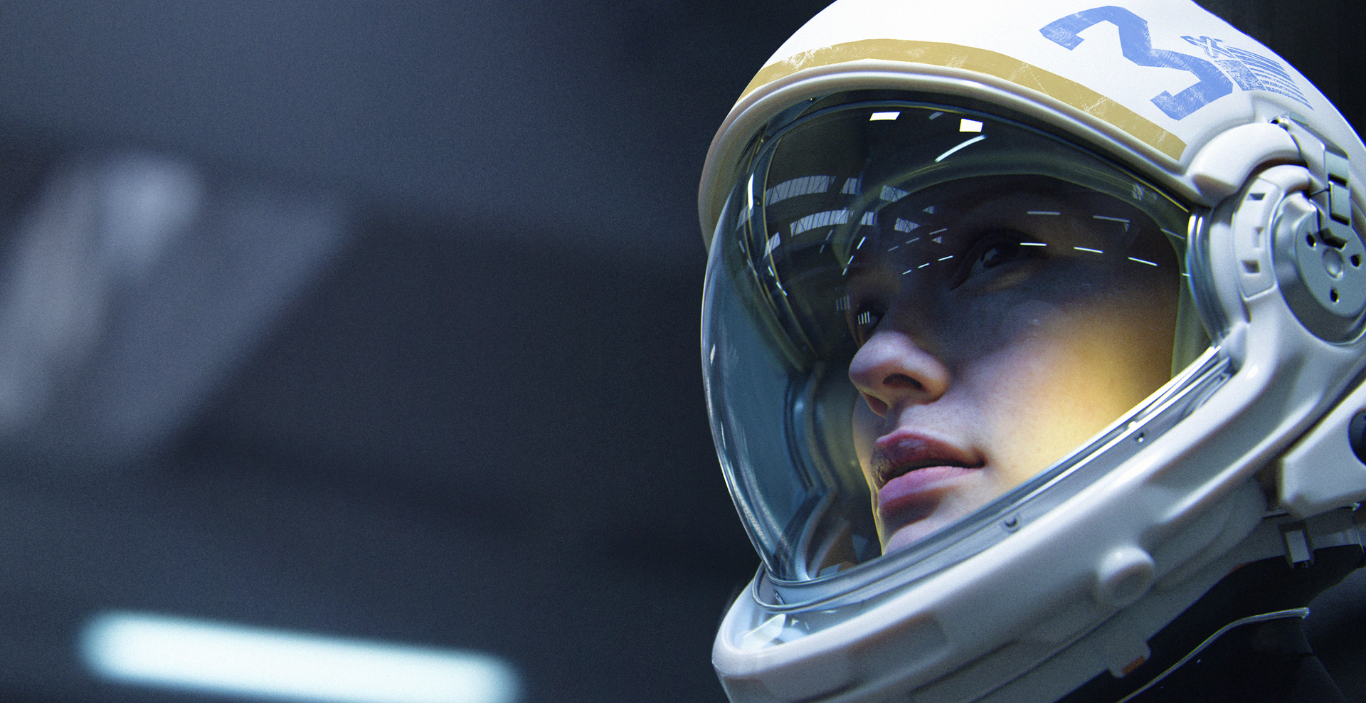 3D Design Science Fiction Helmet Women Astronaut Wallpaper:1920x988