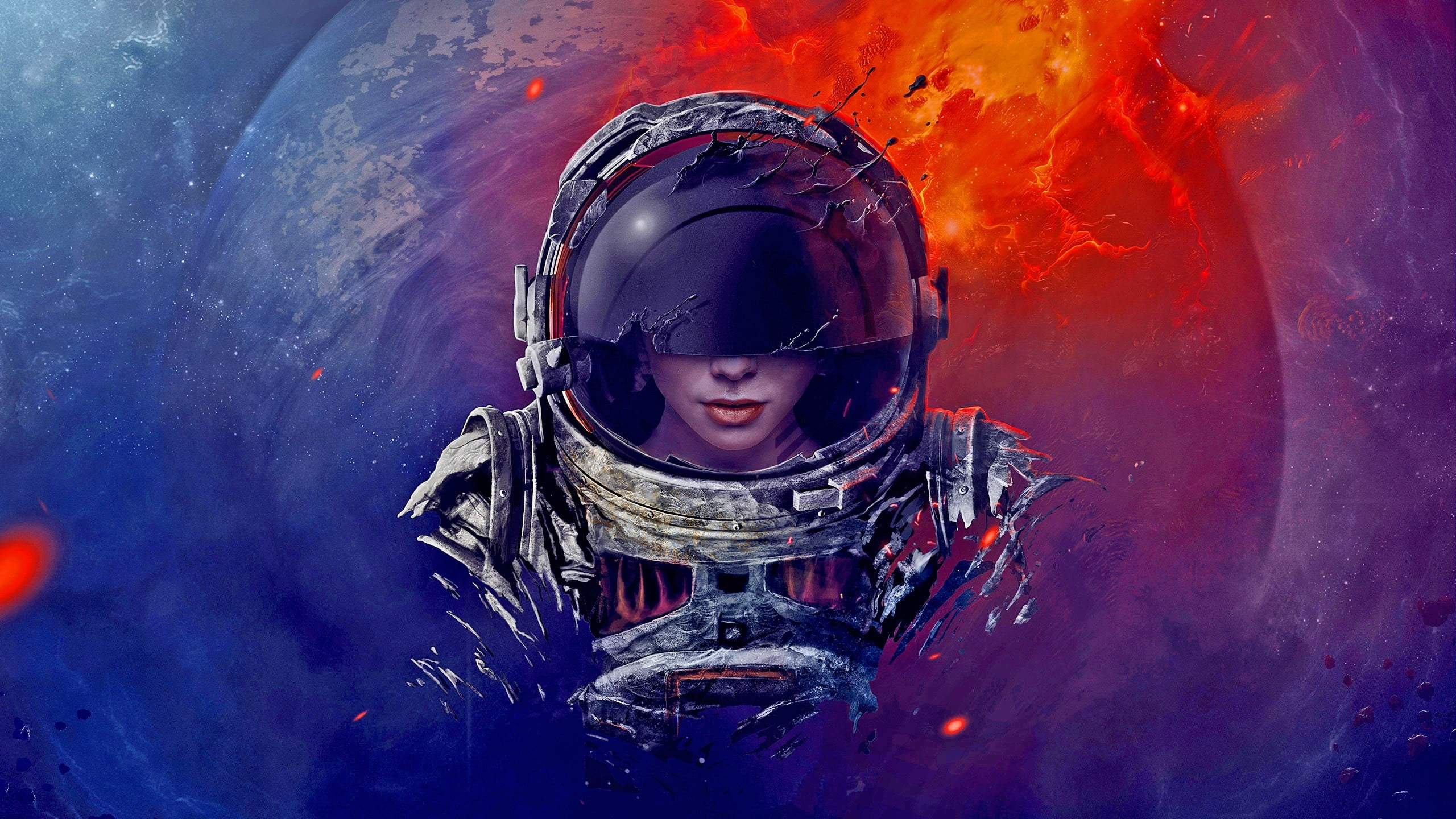 Astronaut wallpaper, digital art, spacesuit, helmet, universe • Wallpaper For You HD Wallpaper For Desktop & Mobile