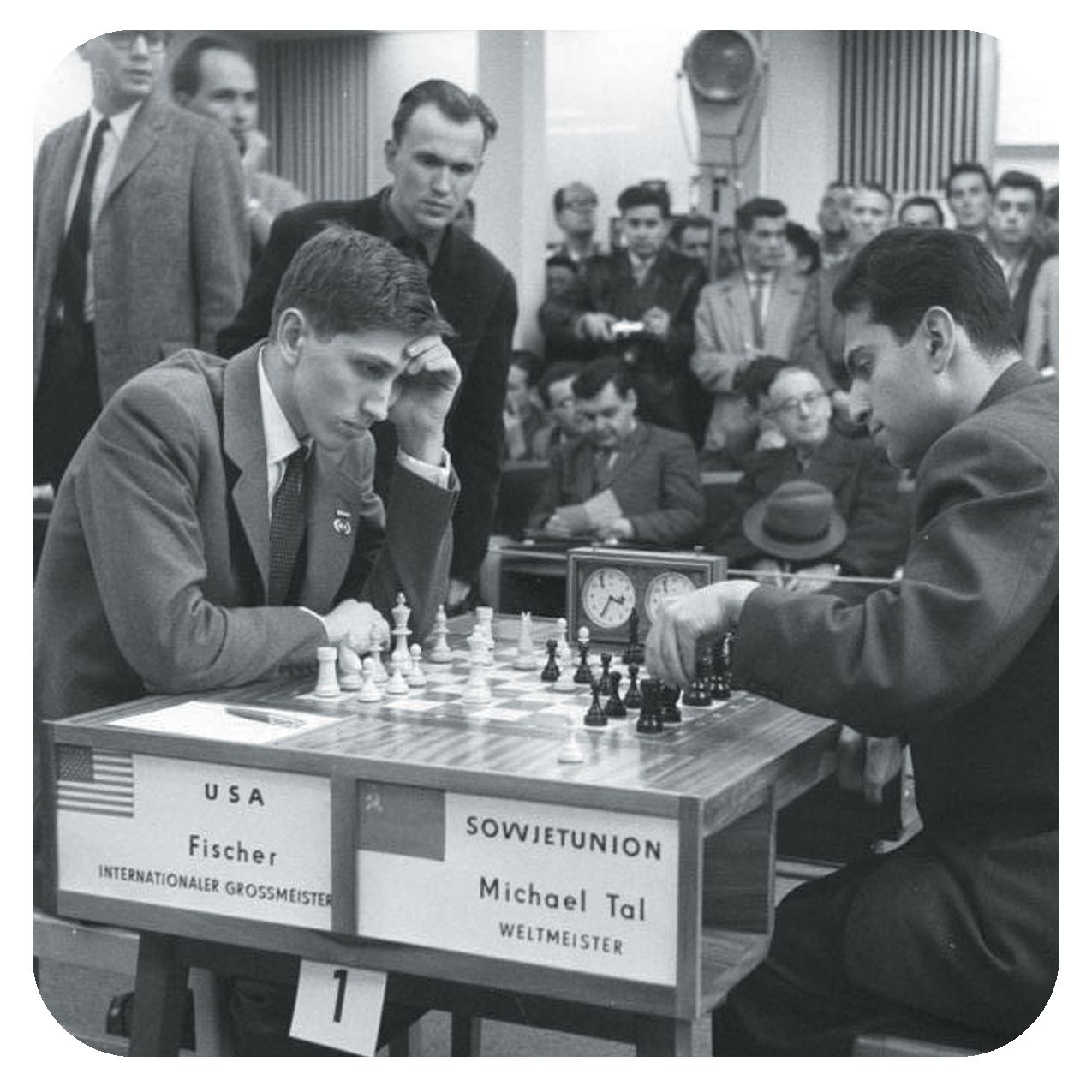 Bobby Fischer plays chess with Mikhail Tal. Chess online, Chess, Chess game