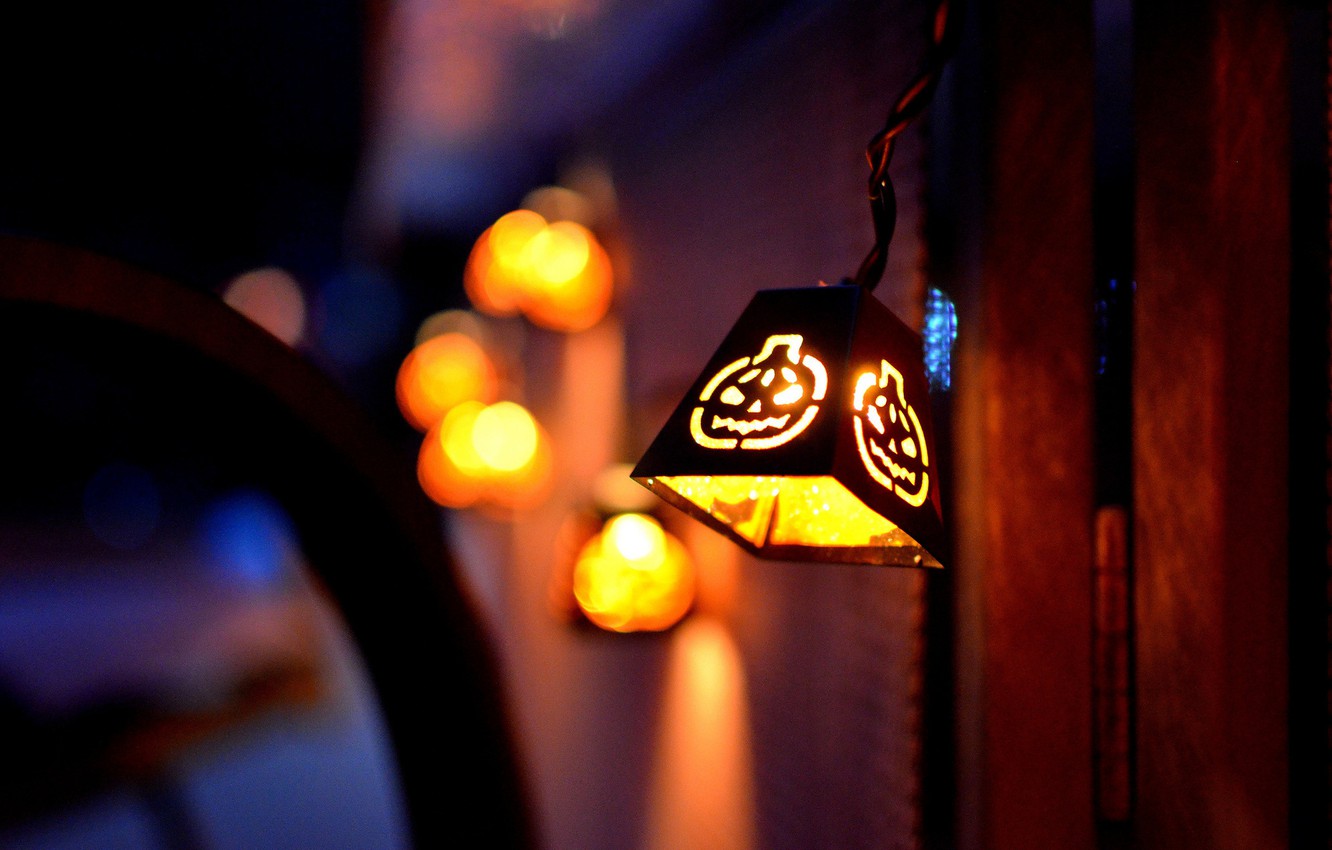 Wallpaper night, street, blur, lantern, Halloween, bokeh, Jack image for desktop, section праздники