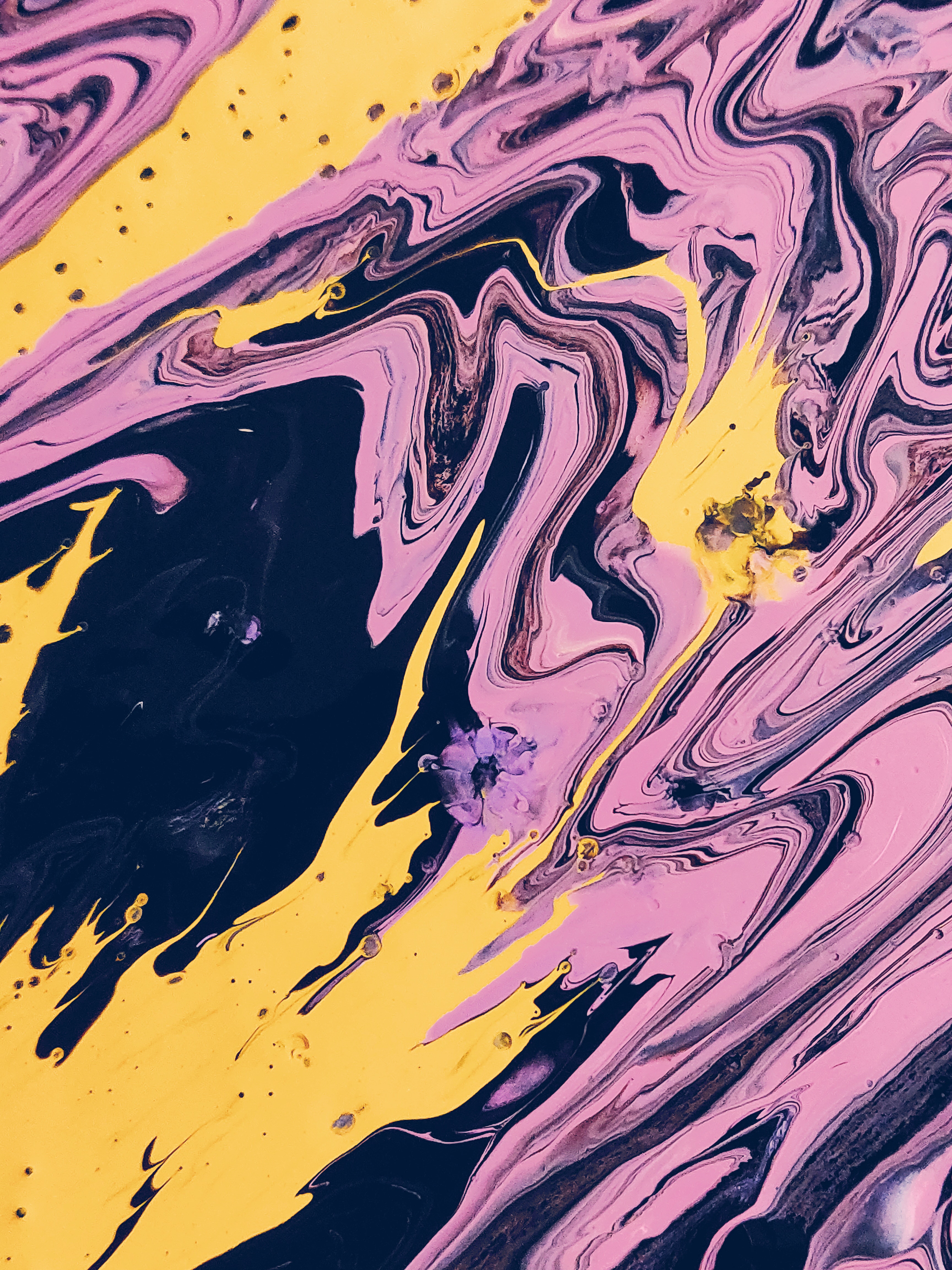 Pink, Black, and Yellow Abstract Painting · Free