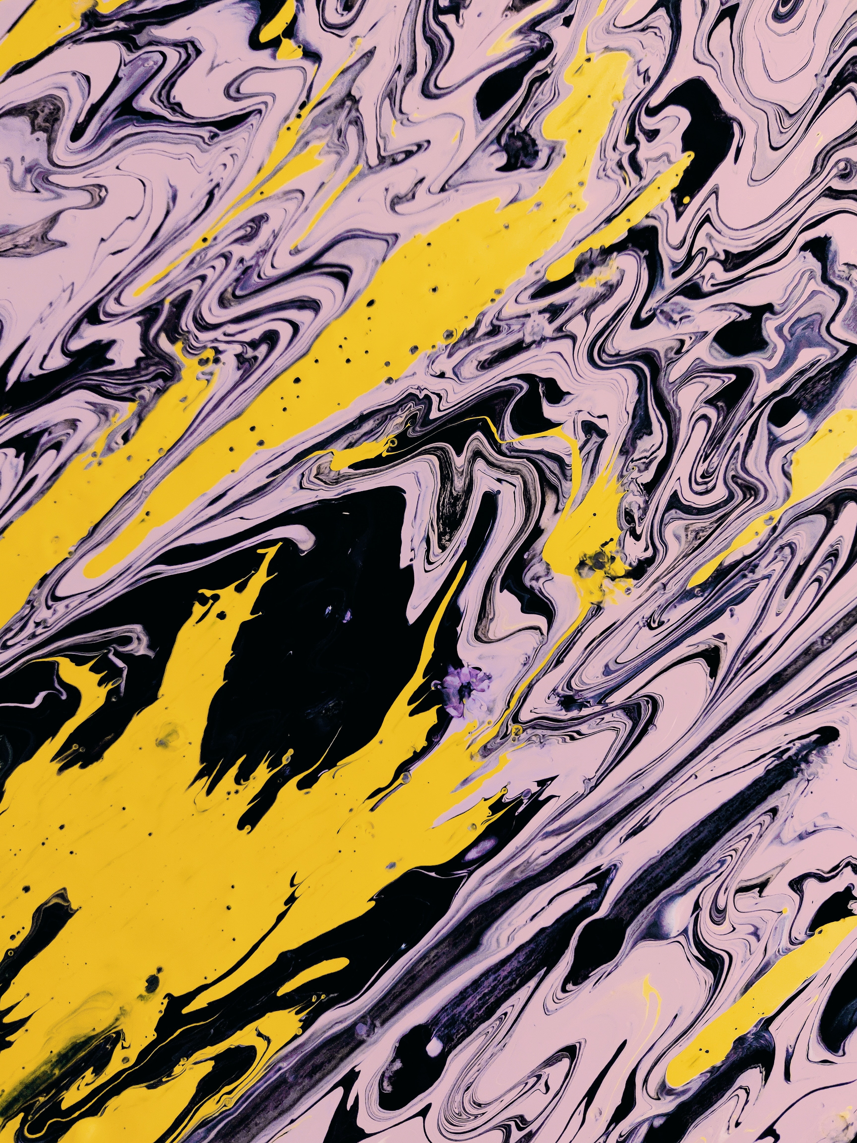 Yellow Black and Purple Abstract Painting · Free