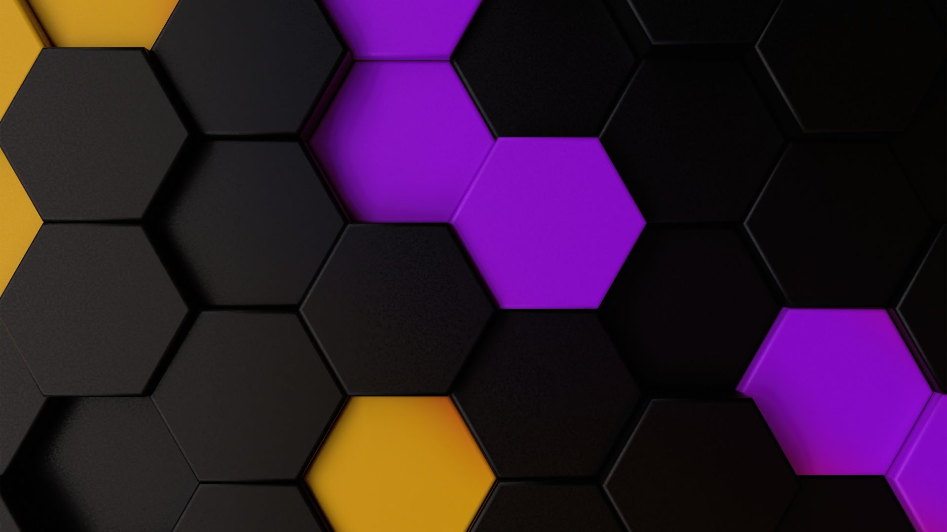 Desktop Wallpaper Purple Yellow Dark Polygons, Hexagons, Abstract, HD Image, Picture, Background, Ed81db