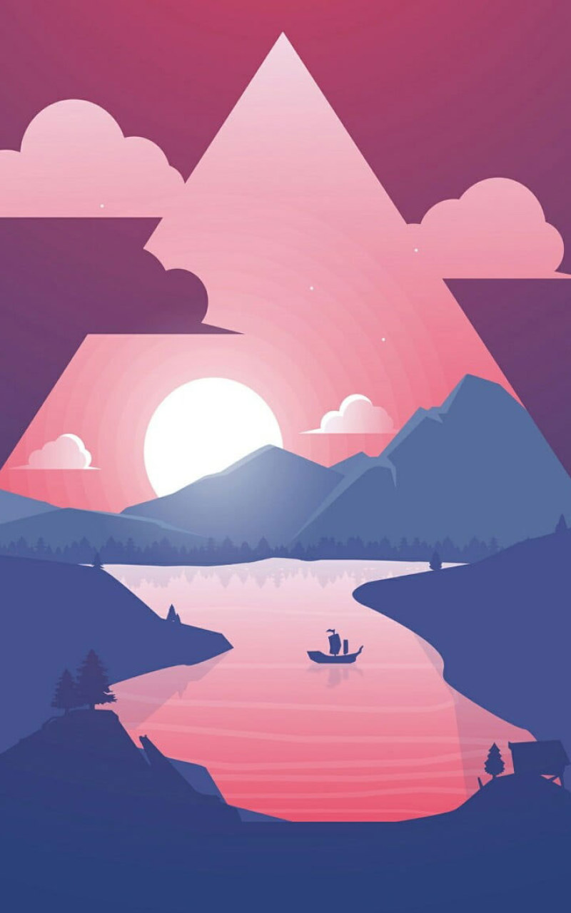 Sunset minimalist wallpaper, triangle, sky, art, minimal art, illustration • Wallpaper For You HD Wallpaper For Desktop & Mobile