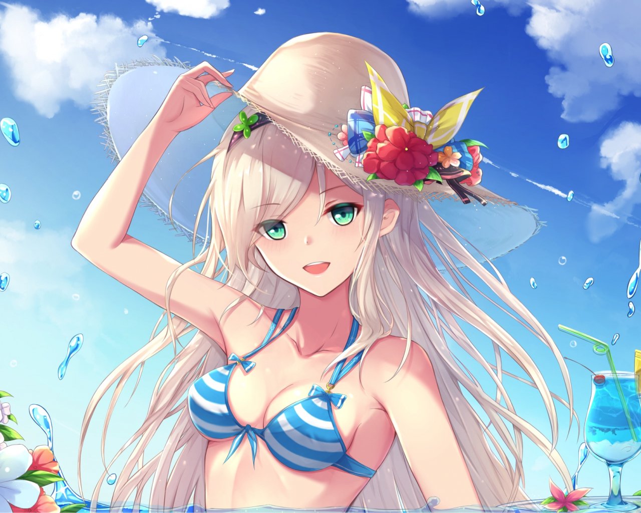 Desktop Wallpaper Anime Girl, Holiday, Fun, Bikini, Summer, HD Image, Picture, Background, 515aa2