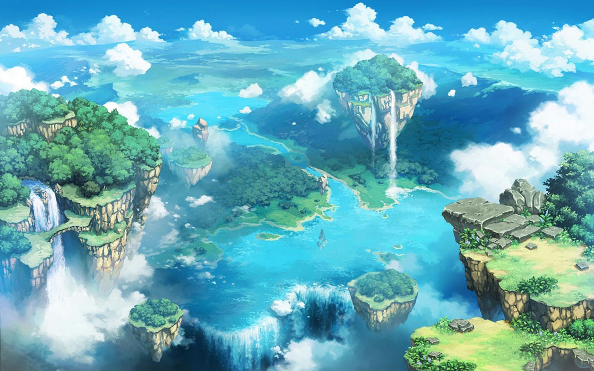 Wallpaper, anime, sky, island, landscape 1920x1200