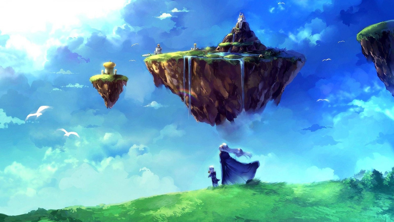 illustration, video games, fantasy art, anime, nature, sky, underwater, floating island, Chrono Trigger, Janus Zeal, Schala Zeal, Terrain, screenshot, computer wallpaper, ecosystem, extreme sport. Mocah HD Wallpaper