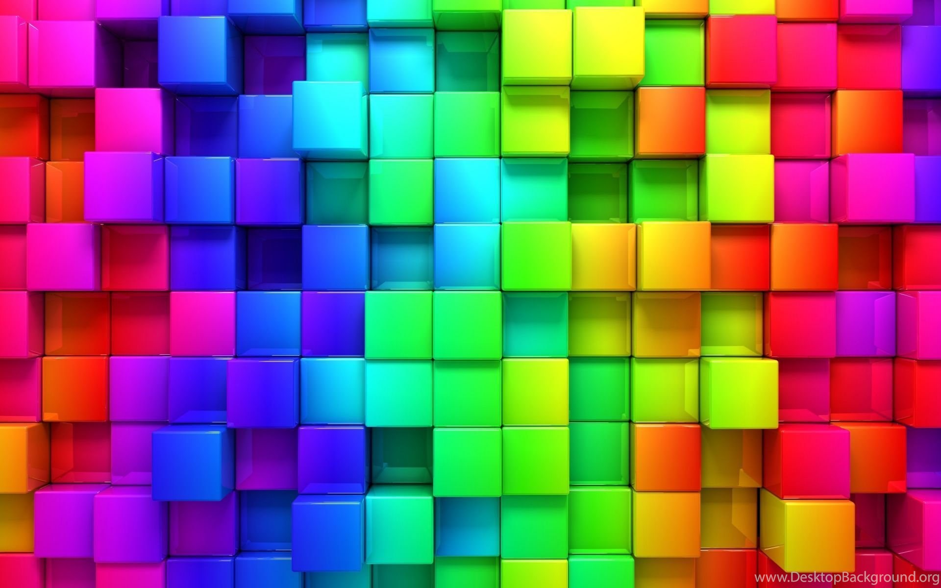 3D Colors Block Wall HD Desktop Background