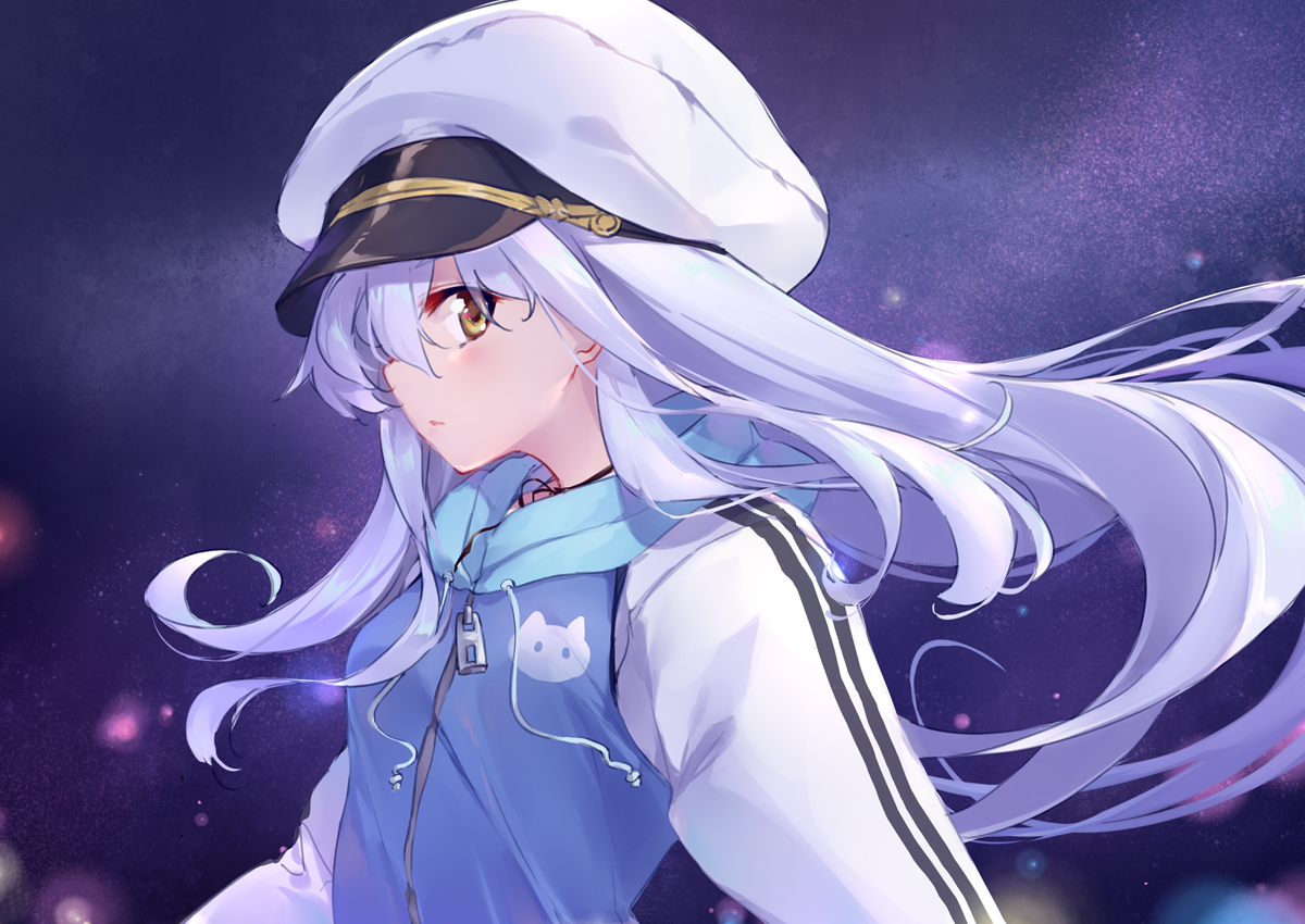 brown eyes hat hoodie island (game) long hair ohara rinne ttnap white hair. konachan.com.com Anime Wallpaper