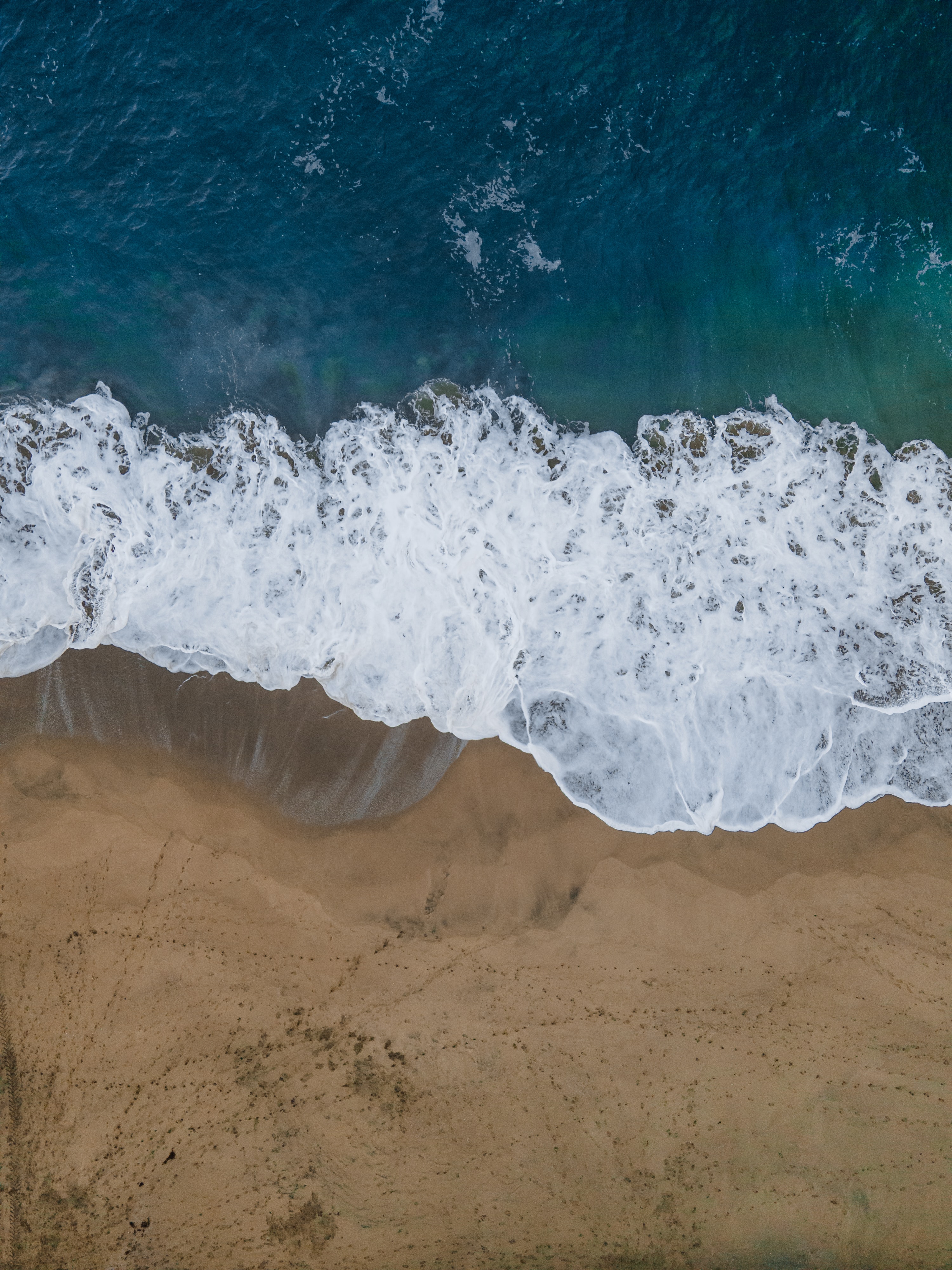 Download wallpaper 3000x4000 sea, beach, aerial view, wave, water, sand HD background