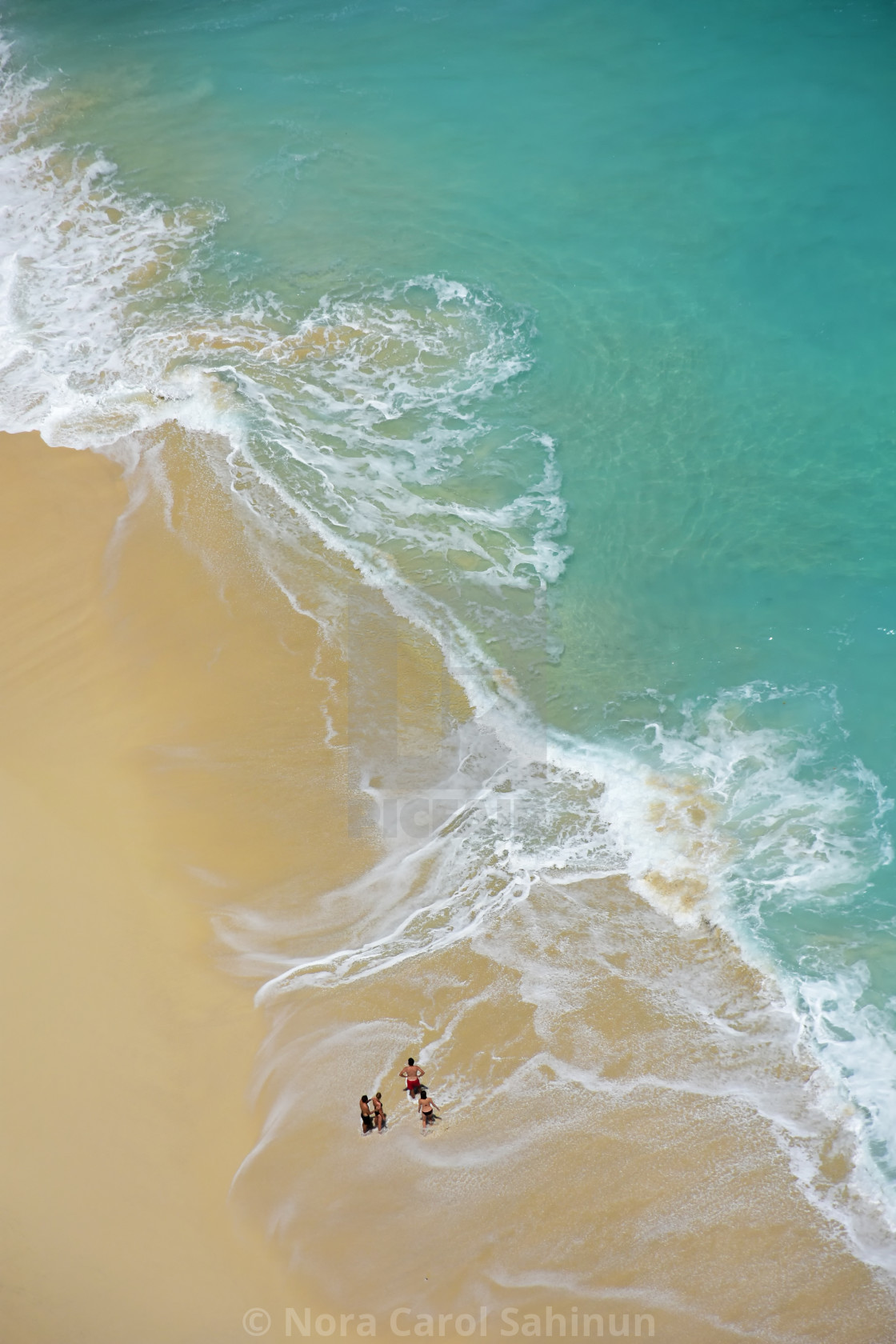 Aerial view of ocean waves and people, download or print for £15.50