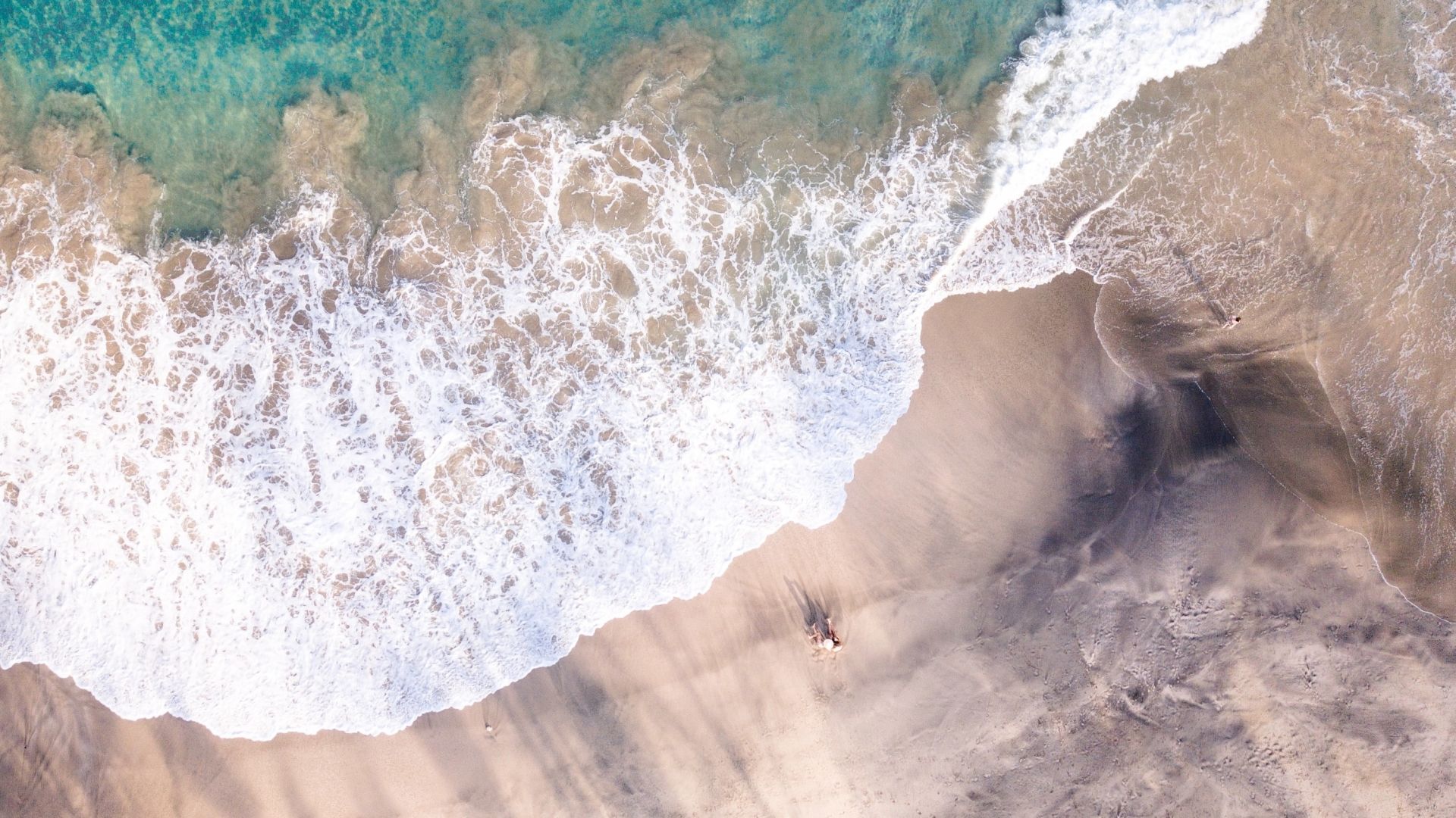 Desktop wallpaper summer, soft sea waves, beach, aerial view, HD image, picture, background, c10af4