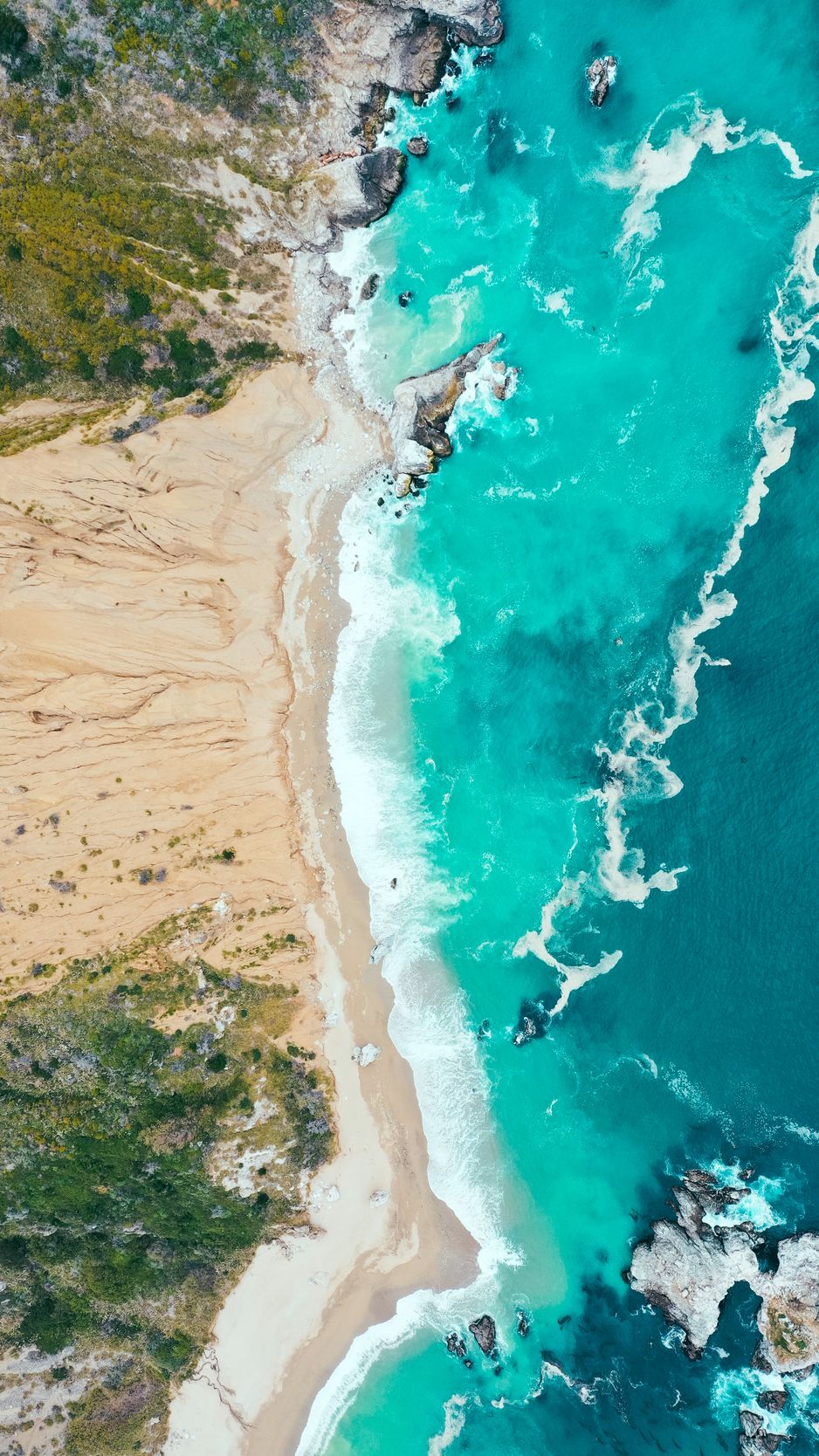 Download Wallpaper 938x1668 Sea, Coast, Aerial View, Beach, Sand, Waves Iphone 8 7 6s 6 For Parallax HD Background