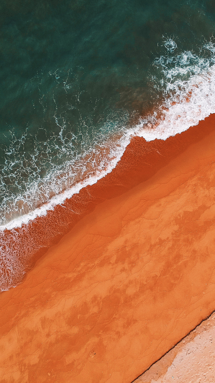 Download Beach, aerial view, sea waves wallpaper, 750x iphone iPhone 8