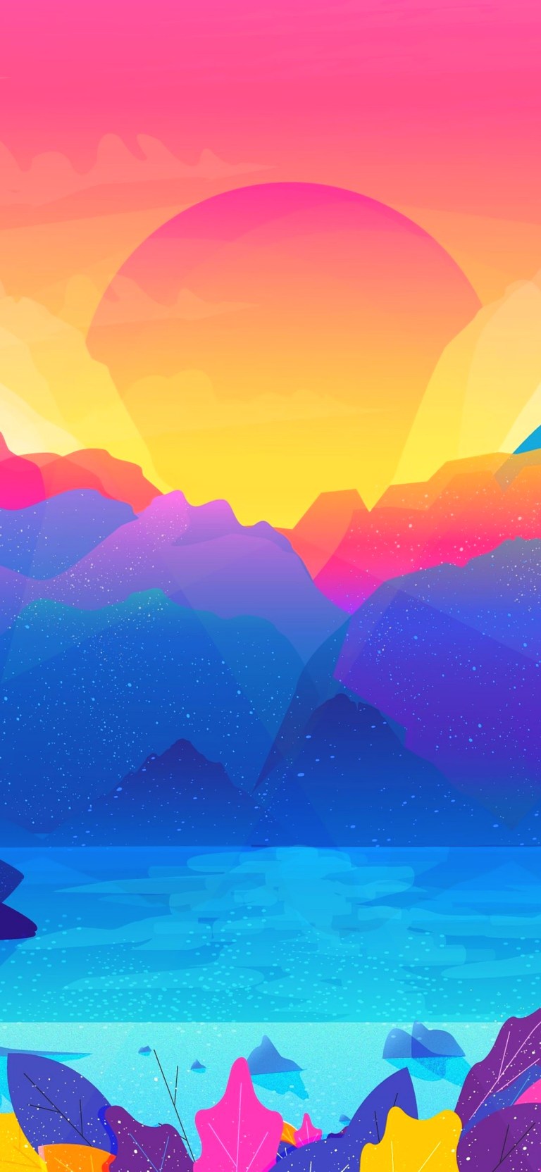 Colorful Landscape Illustration 4K Android Minimal Wallpaper