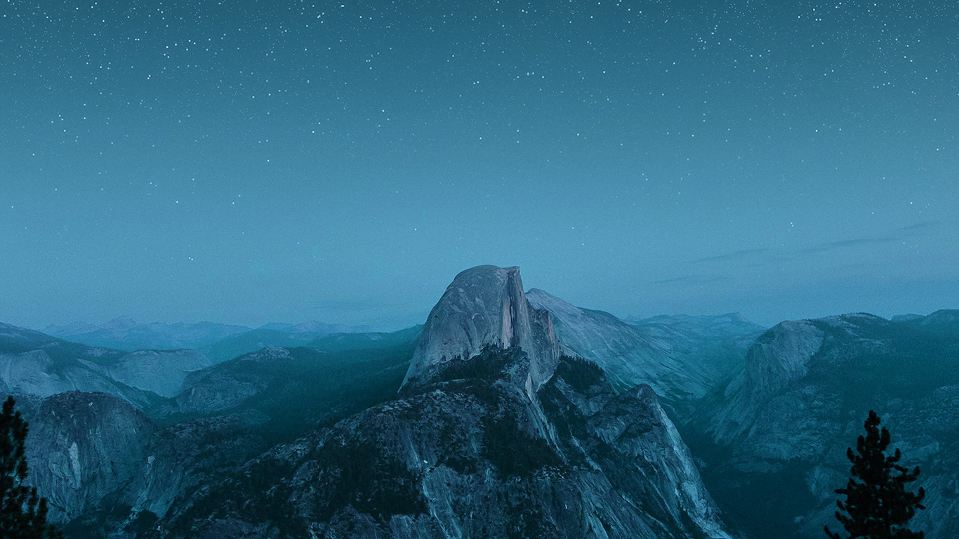 wallpaper for desktop, laptop. starry night light blue summer mountain nature awesome