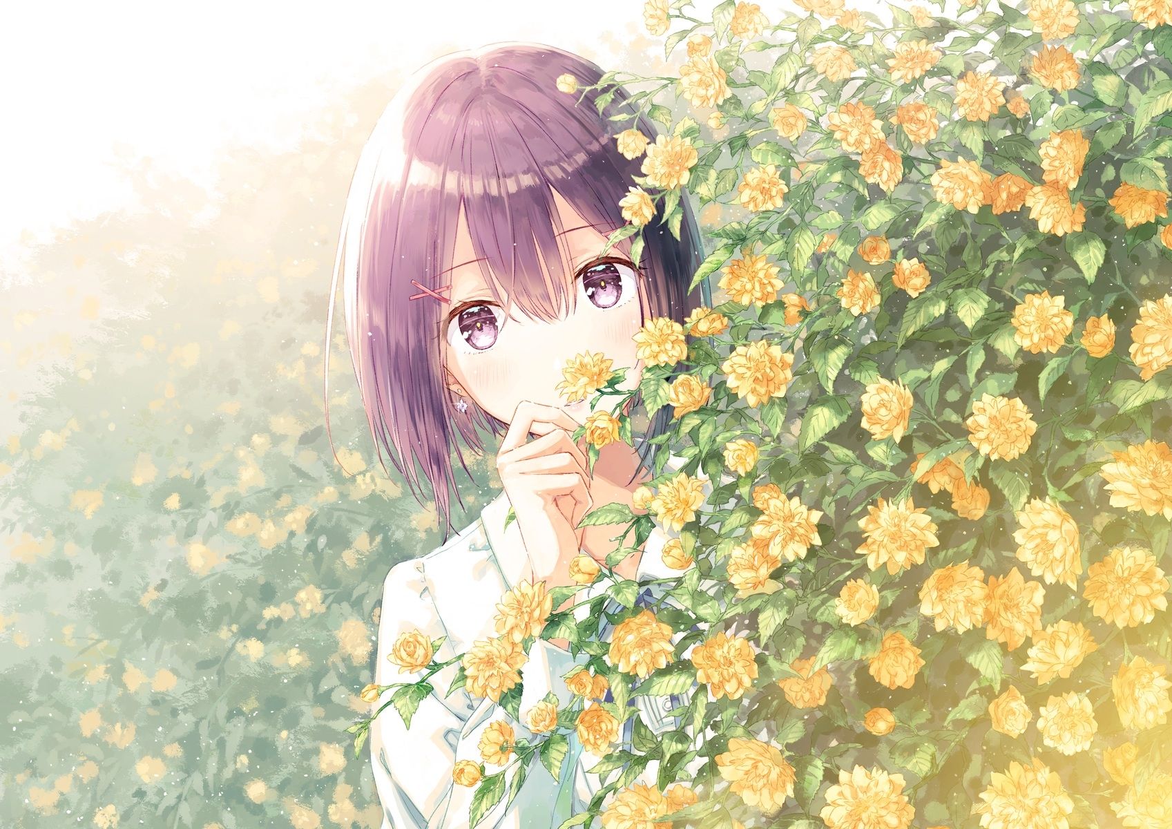 Anime Guy Giving Flowers Wallpaper
